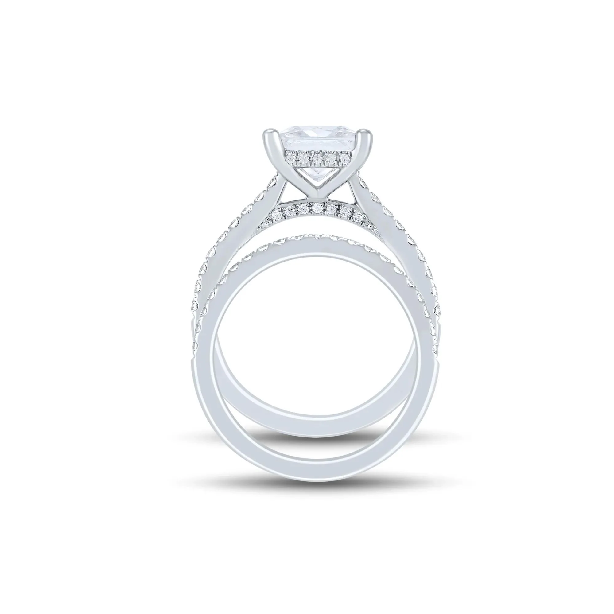 4 CT. Tw. Lab Grown Diamond Engagement Set 14K White Gold Ring Round Brilliant Cut Size 8 1mm - Image 2