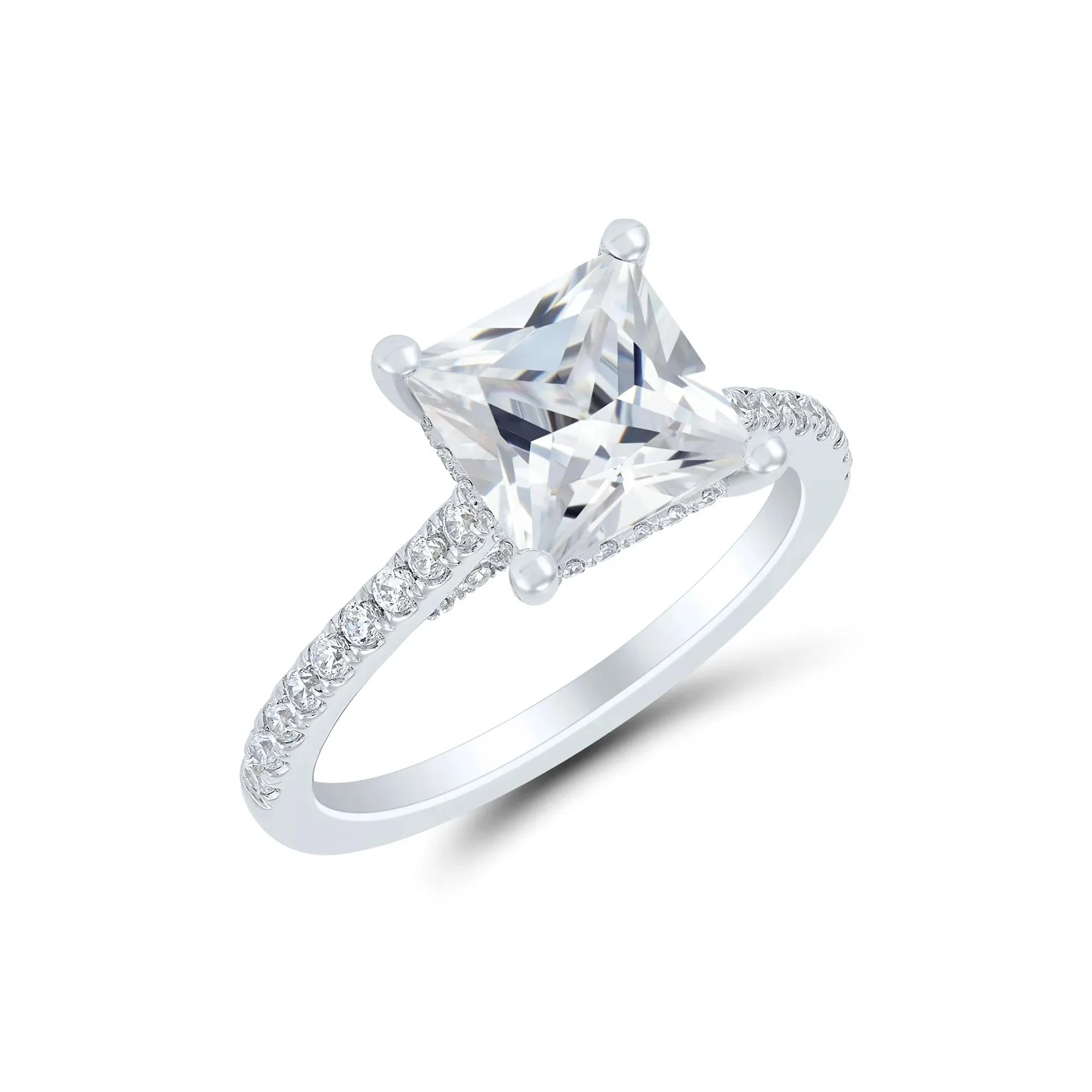 4 CT. Tw. Lab Grown Diamond Engagement Set 14K White Gold Ring Round Brilliant Cut Size 8 1mm - Image 4