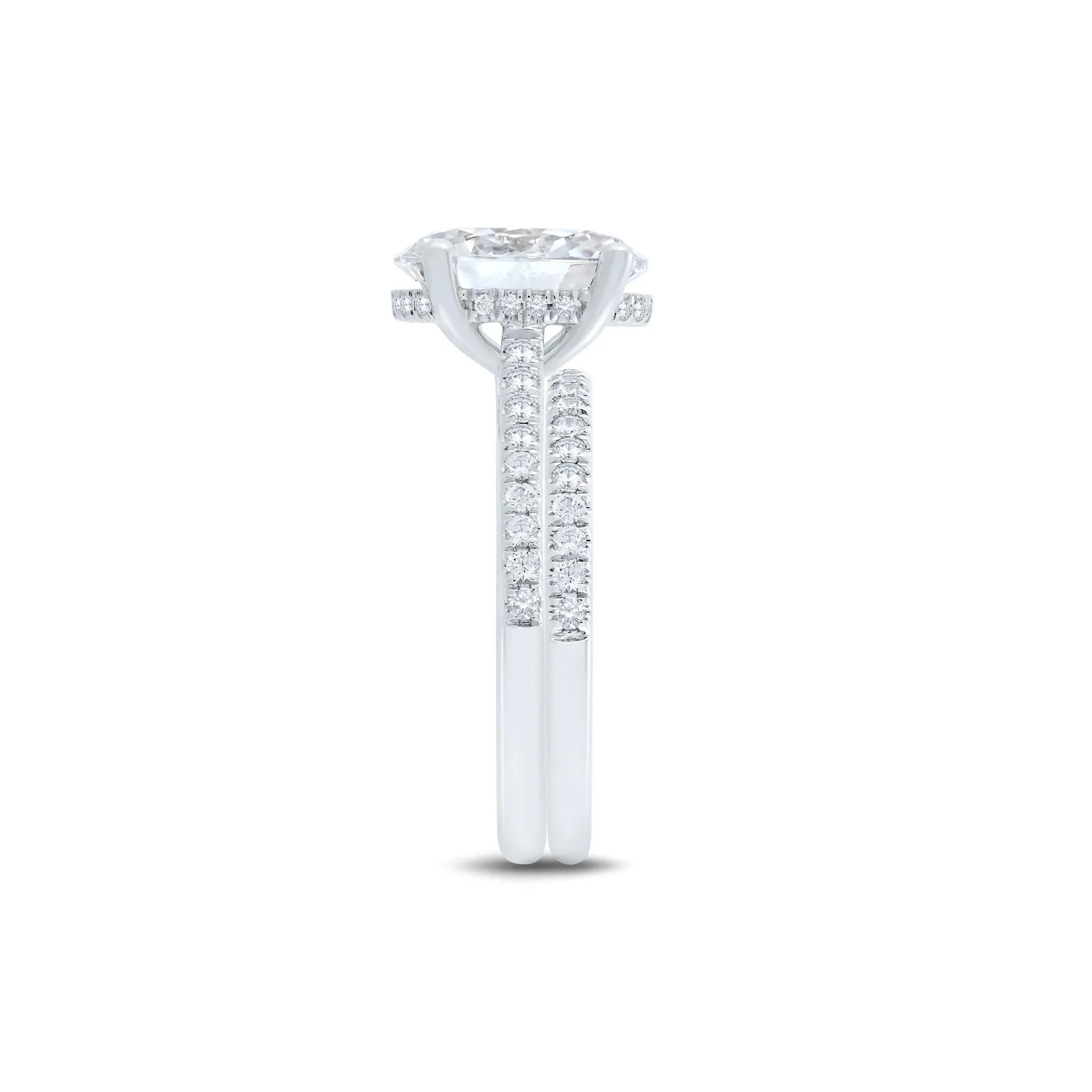 4 CT. Tw. Lab Grown Diamond Bridal Set 14K White Gold Ring Round Brilliant Cut Size 8 1mm - Image 3