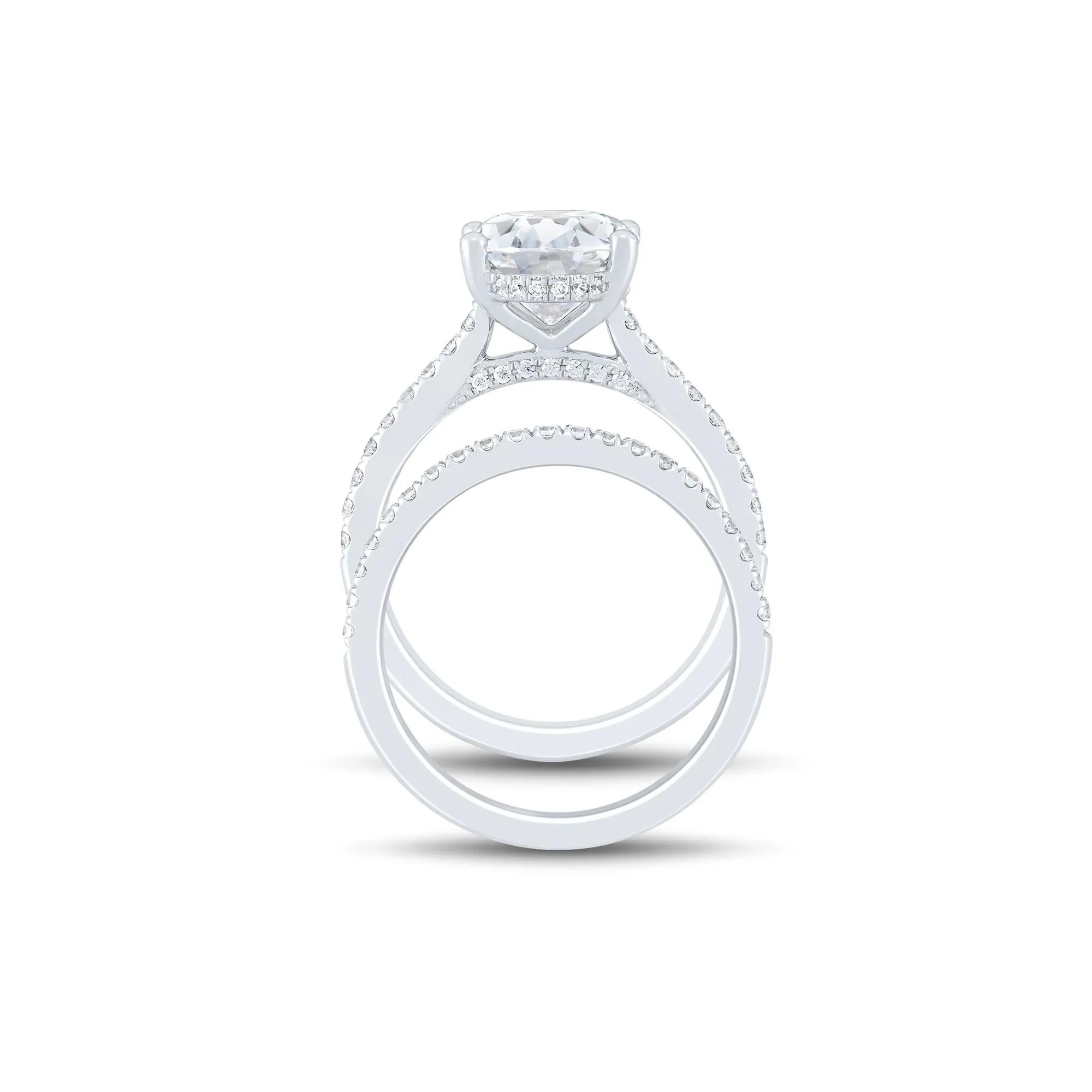 4 CT. Tw. Lab Grown Diamond Bridal Set 14K White Gold Ring Round Brilliant Cut Size 8.5 1mm - Image 2