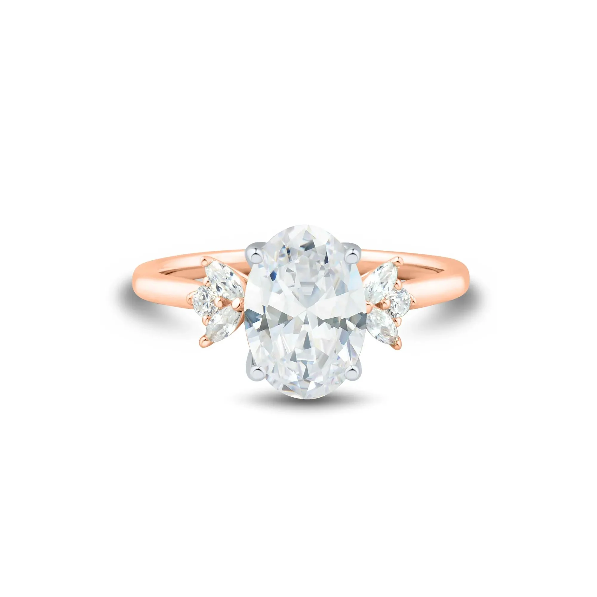 2 1/3 CT. Tw. Lab Grown Diamond Engagement Ring 14K Rose Gold & 14K White Gold Round Brilliant Cut Size 8.5 1mm