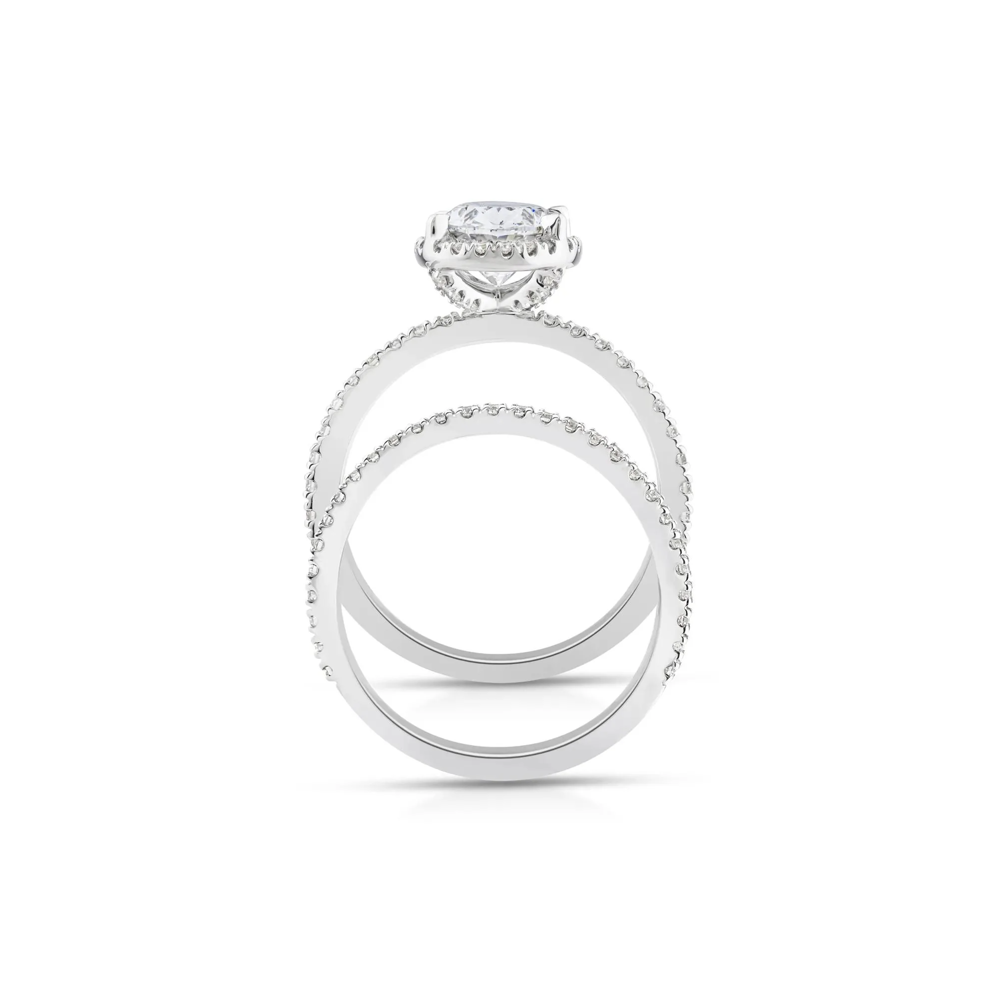 2 3/4 CT. Tw. Lab Grown Diamond Oval-Shaped Halo Bridal Set 14K White Gold Ring Round Brilliant Cut Size 8.5 1mm - Image 2