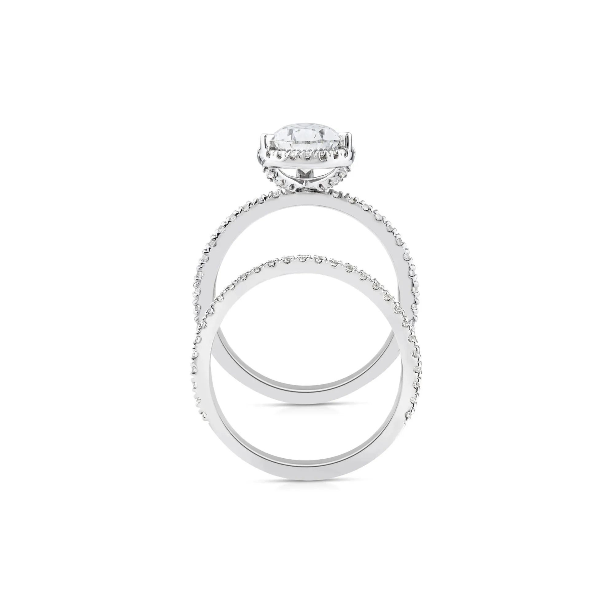 2 3/4 CT. Tw. Lab Grown Diamond Pear-Shaped Halo Bridal Set 14K White Gold Ring Round Brilliant Cut Size 7 1mm - Image 2