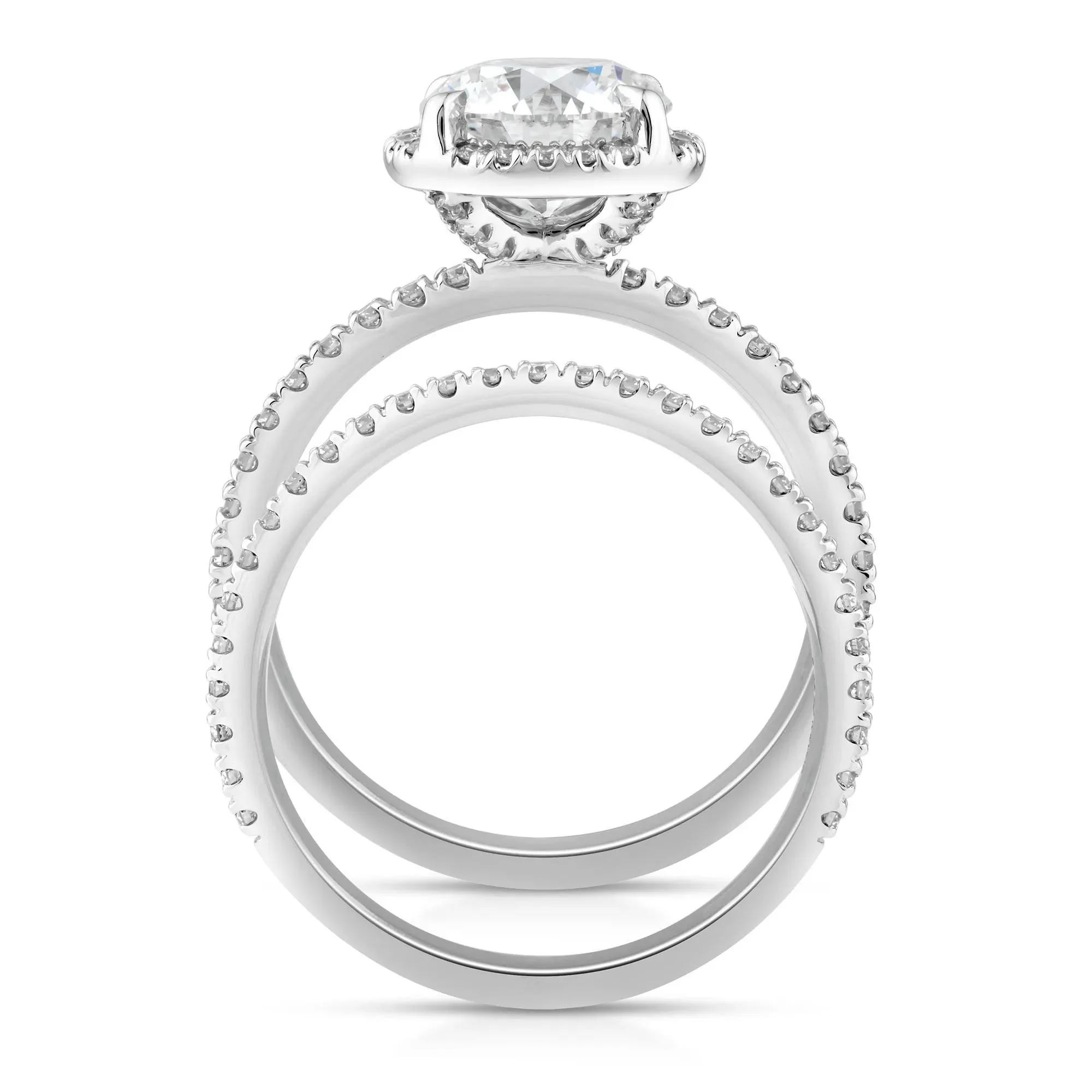 2 3/4 CT. Tw. Lab Grown Diamond Round Halo Bridal Set 14K White Gold Ring Round Brilliant Cut Size 8 10mm - Image 2
