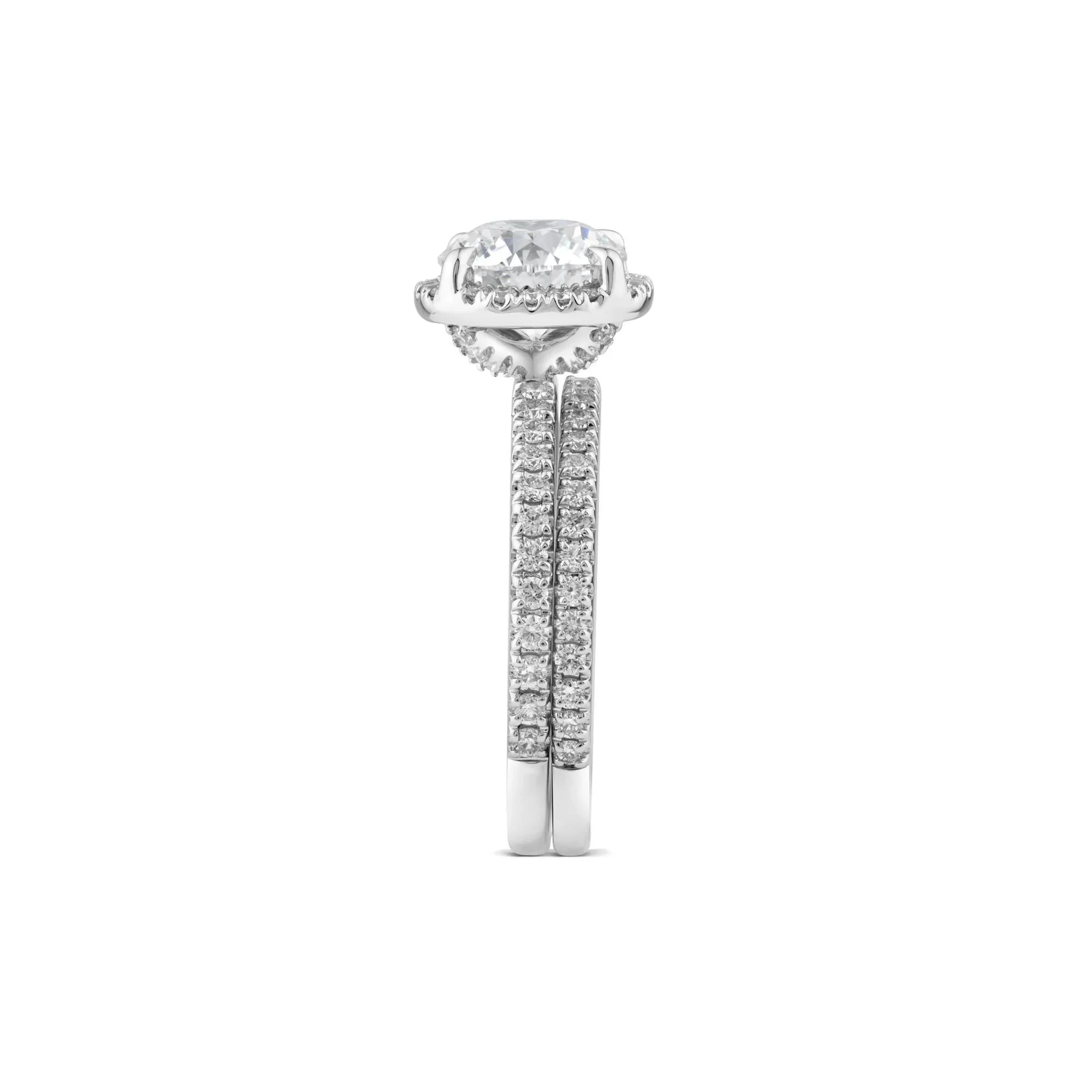 2 3/4 CT. Tw. Lab Grown Diamond Round Halo Bridal Set 14K White Gold Ring Round Brilliant Cut Size 9 10mm - Image 3