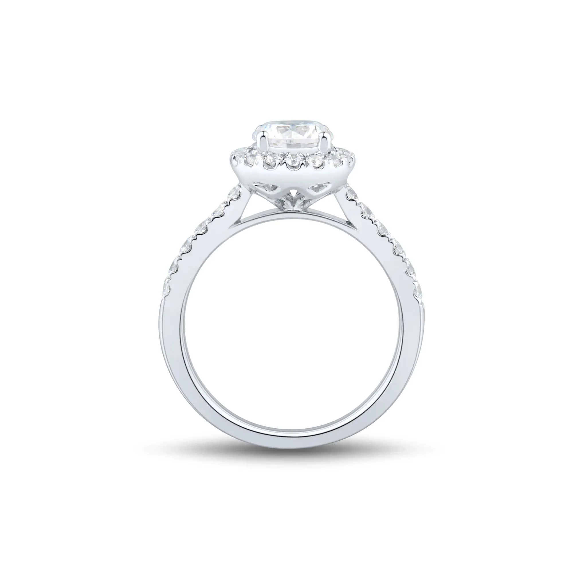 1/2 CT. Tw. Lab Grown Diamond Round Halo Engagement Ring 14K White Gold Round Brilliant Cut Size 8.5 1mm - Image 2