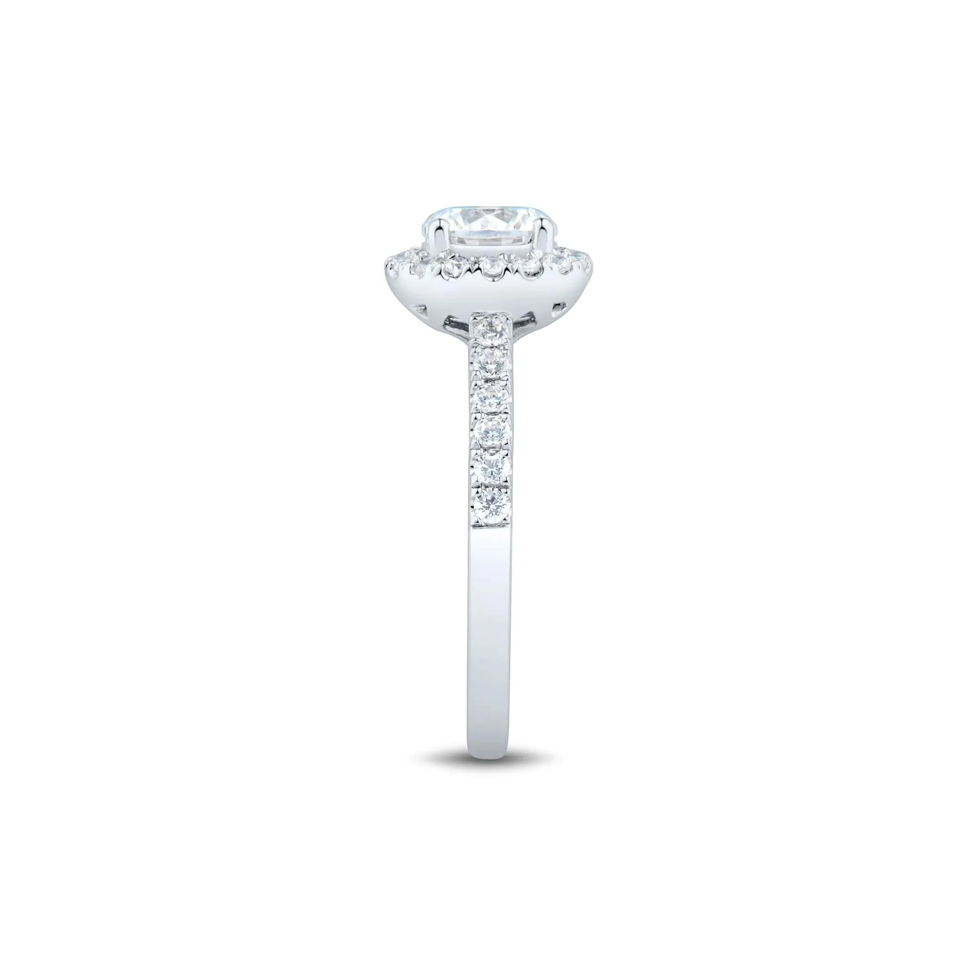 1/2 CT. Tw. Lab Grown Diamond Round Halo Engagement Ring 14K White Gold Round Brilliant Cut Size 9 1mm - Image 3