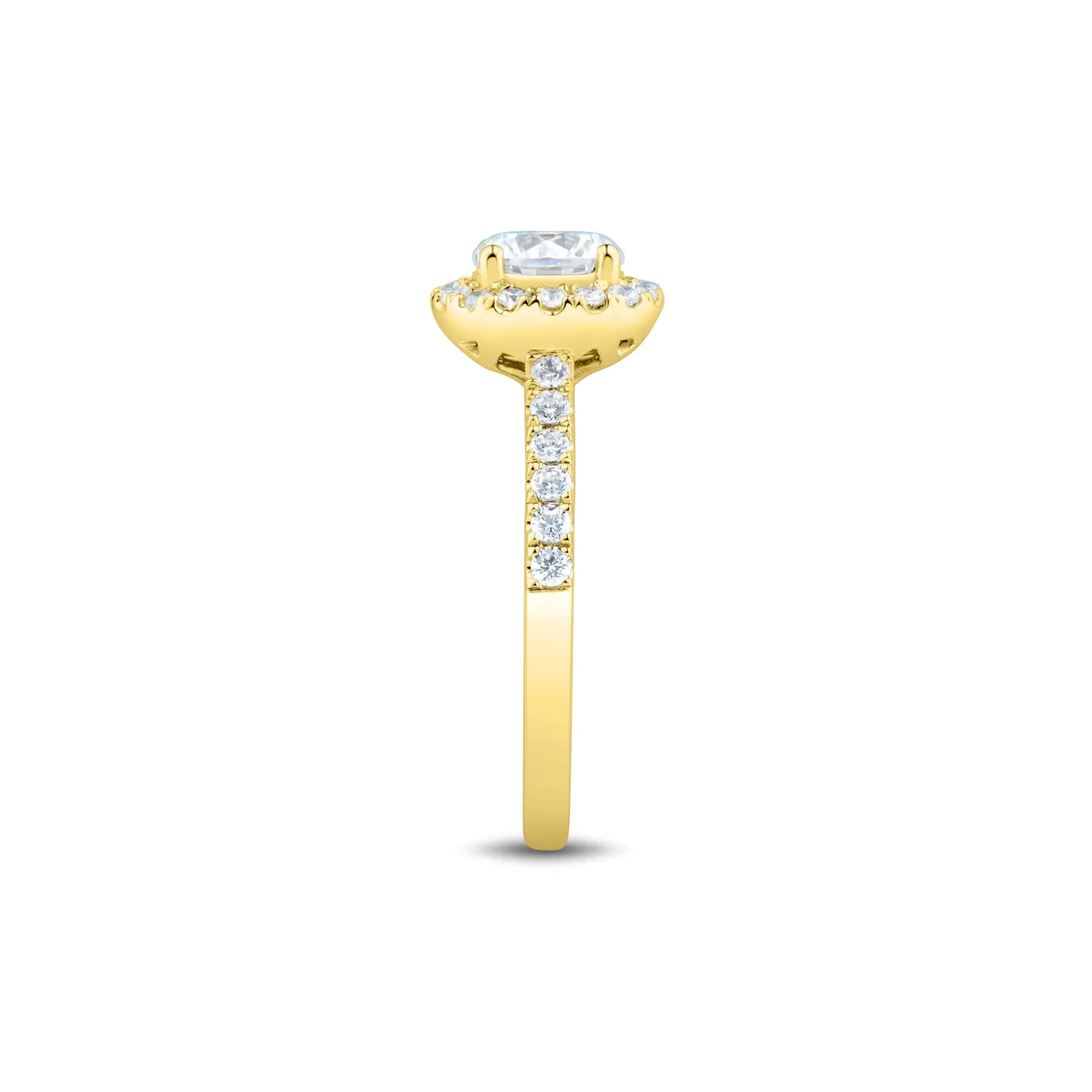 1/2 CT. Tw. Lab Grown Diamond Round Halo Engagement Ring 14K Yellow Gold Round Brilliant Cut Size 4 1mm - Image 3