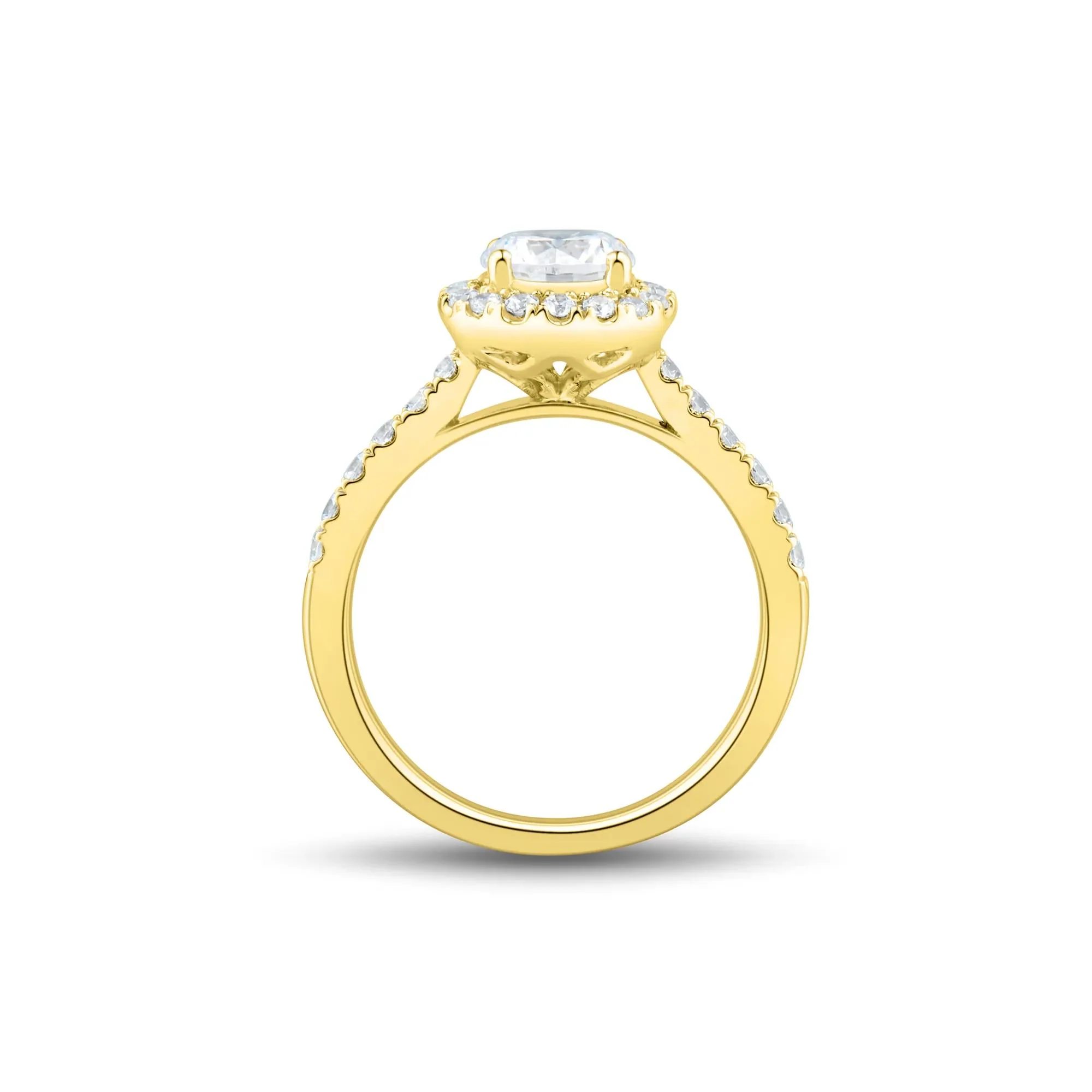 1/2 CT. Tw. Lab Grown Diamond Round Halo Engagement Ring 14K Yellow Gold Round Brilliant Cut Size 8.5 1mm - Image 2