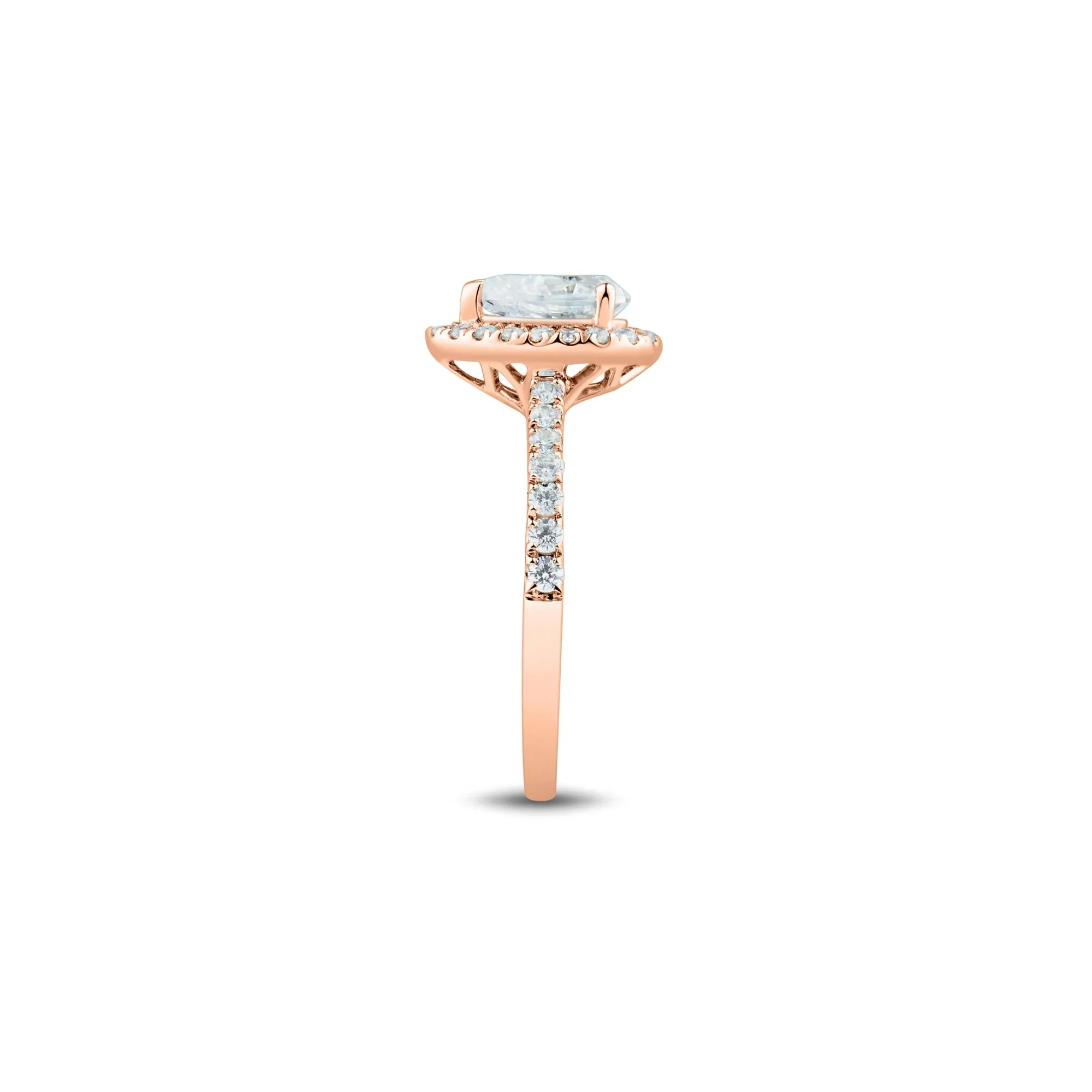 1/2 CT. Tw. Pear-Shaped Lab Grown Diamond Halo Engagement Ring 14K Rose Gold Round Brilliant Cut Size 5.5 1mm - Image 3