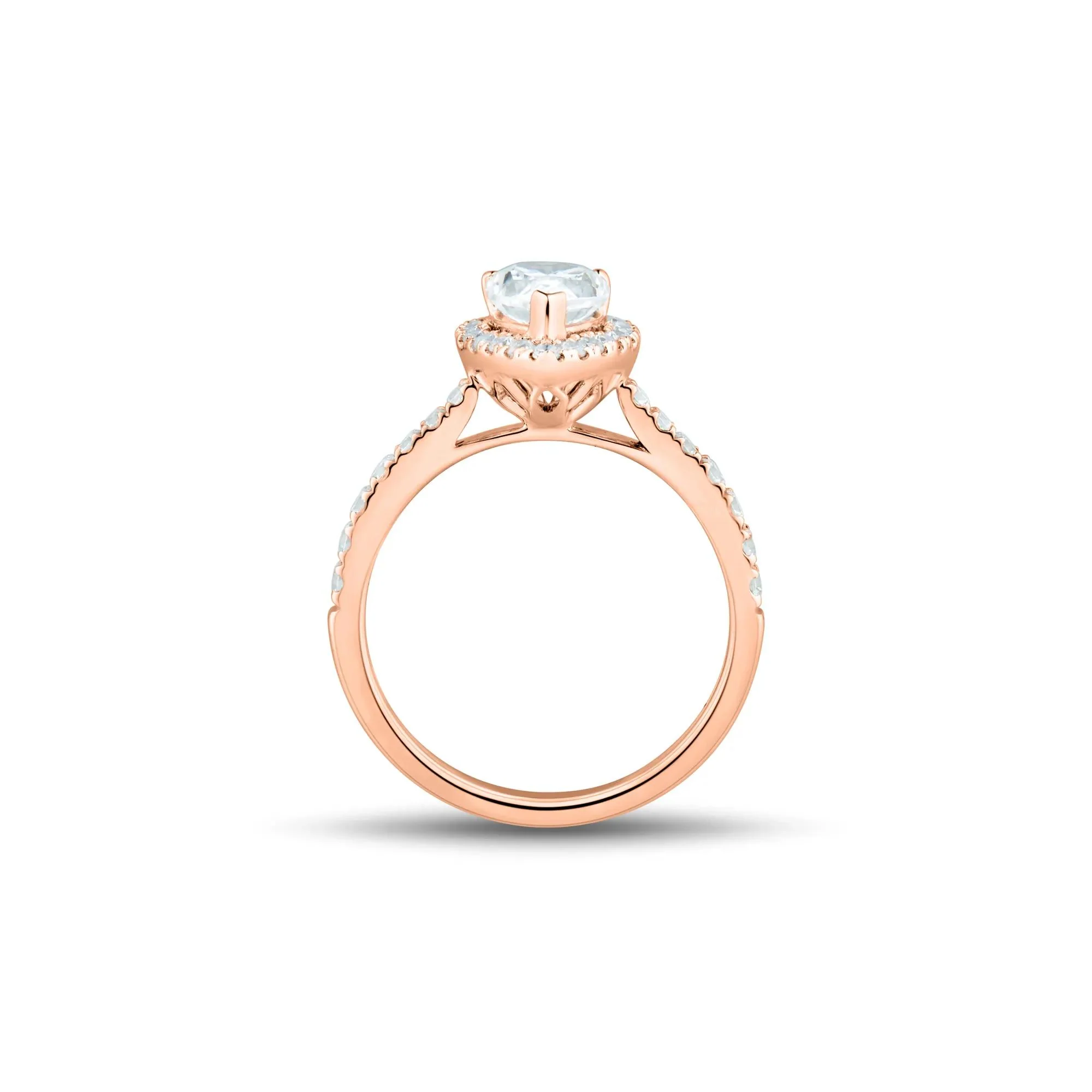 1/2 CT. Tw. Pear-Shaped Lab Grown Diamond Halo Engagement Ring 14K Rose Gold Round Brilliant Cut Size 6 1mm - Image 2