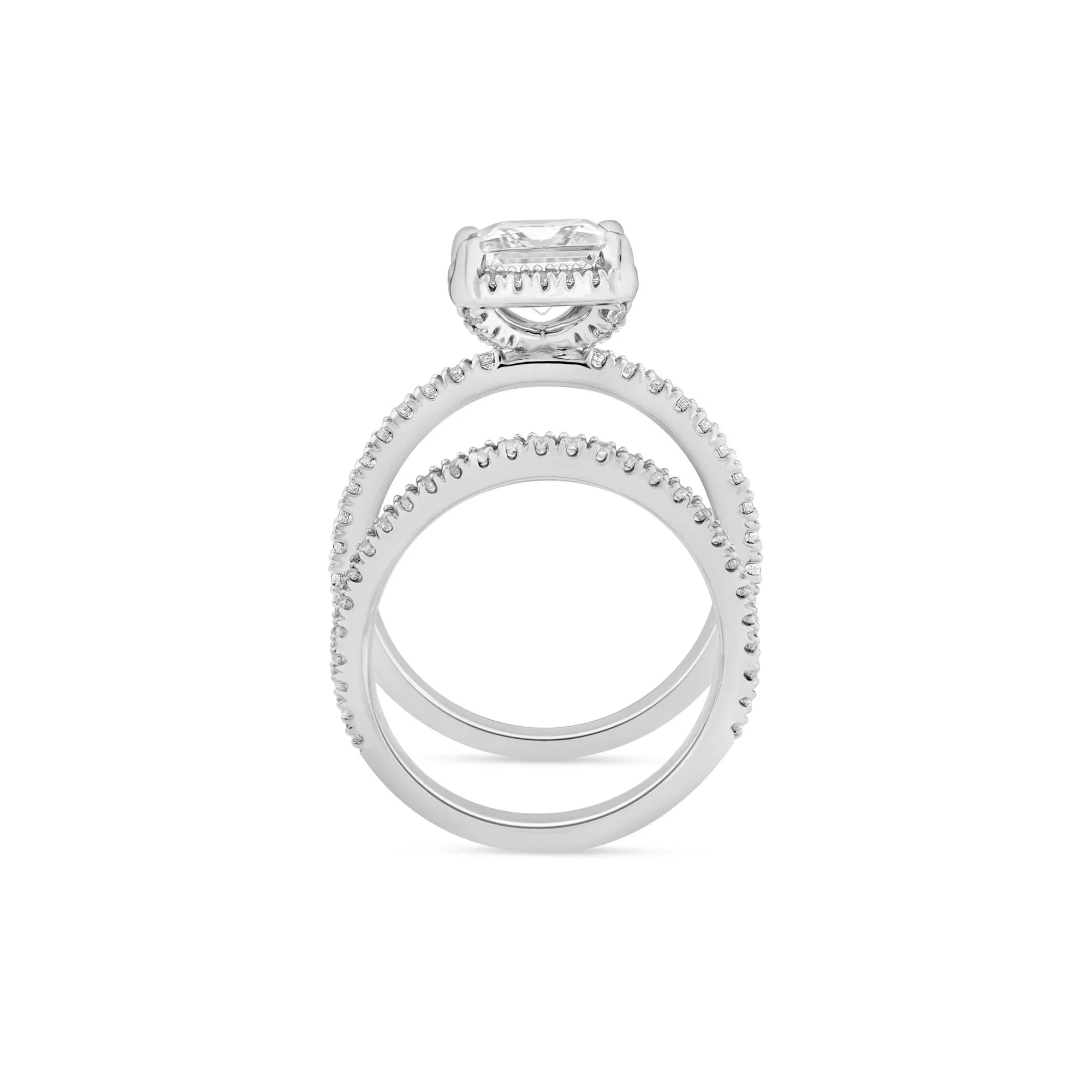 2 3/4 CT. Tw. Lab Grown Diamond Princess-Cut Halo Bridal Set 14K White Gold Ring Round Brilliant Cut Size 8 1mm - Image 2