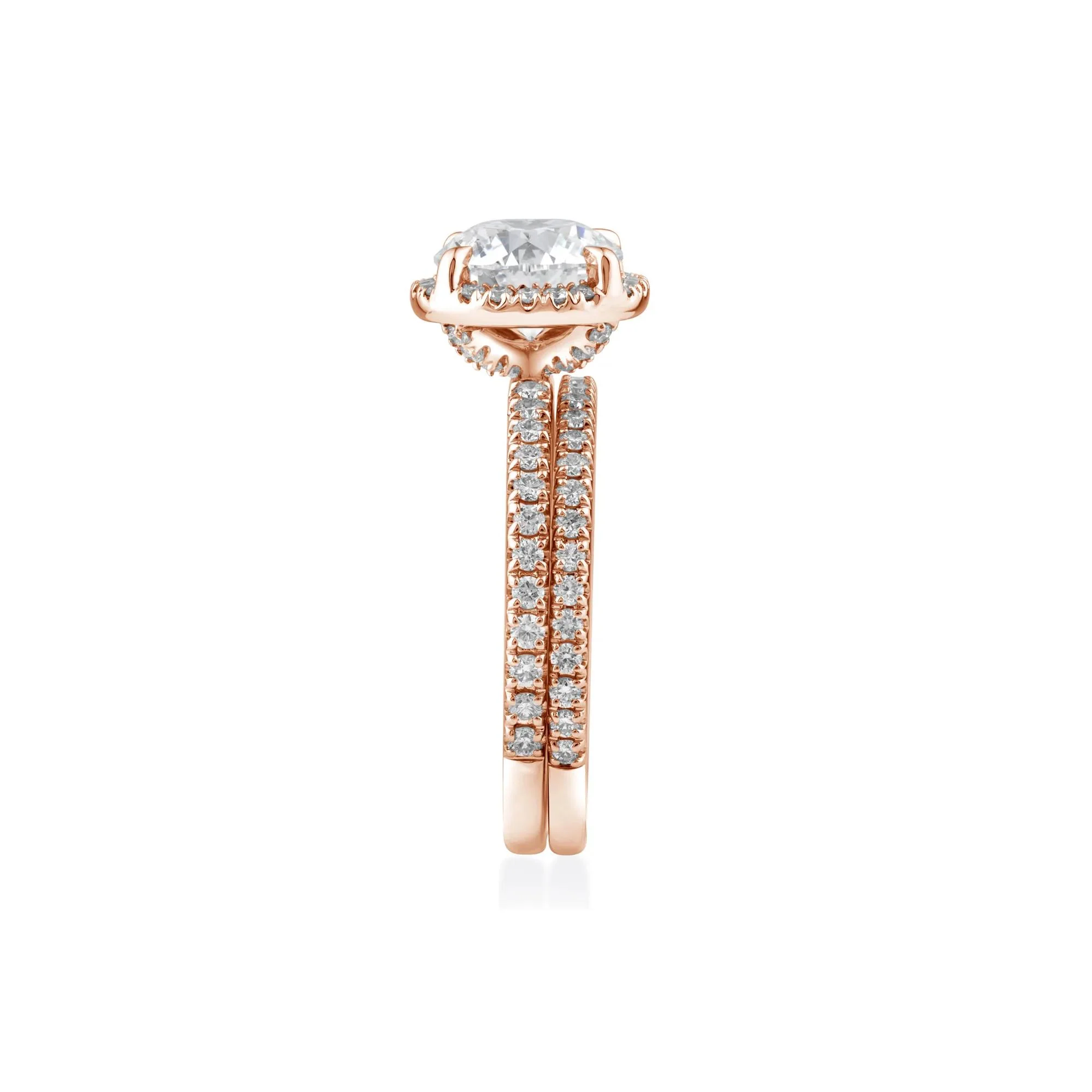 2 3/4 CT. Tw. Lab Grown Diamond Round Halo Bridal Set 14K Rose Gold Ring Round Brilliant Cut Size 5.5 10mm - Image 3