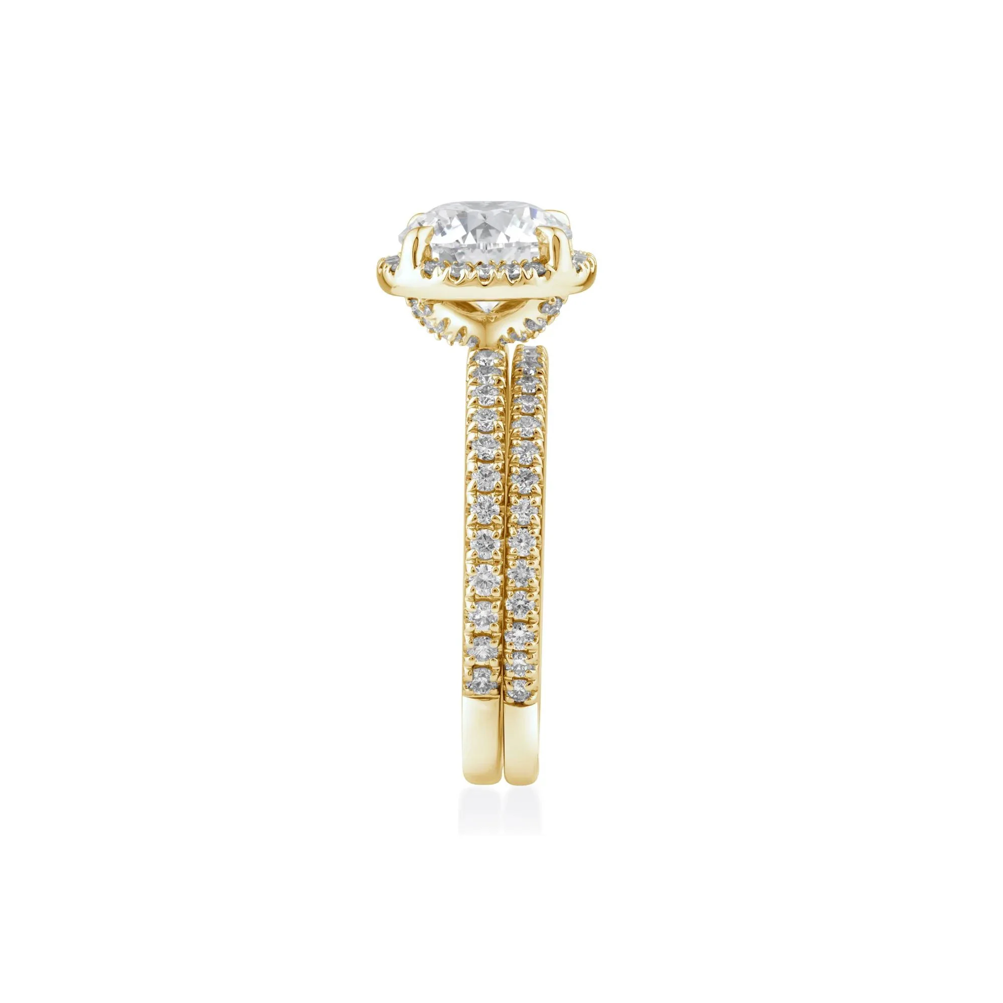 2 3/4 CT. Tw. Lab Grown Diamond Round Halo Bridal Set 14K Yellow Gold Ring Round Brilliant Cut Size 8 10mm - Image 3