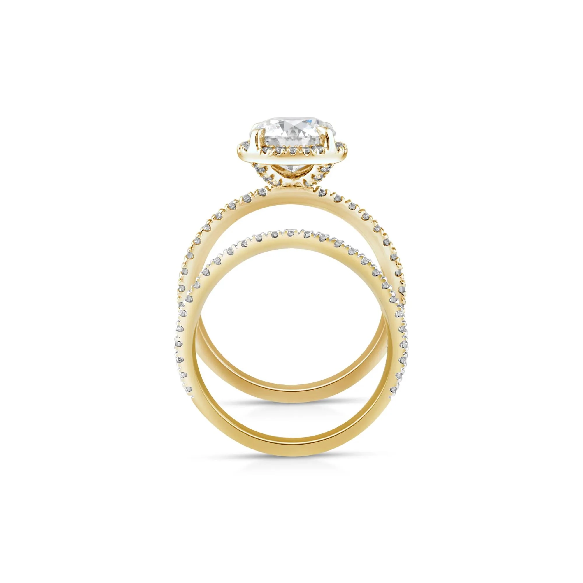 2 3/4 CT. Tw. Lab Grown Diamond Round Halo Bridal Set 14K Yellow Gold Ring Round Brilliant Cut Size 9 10mm - Image 2