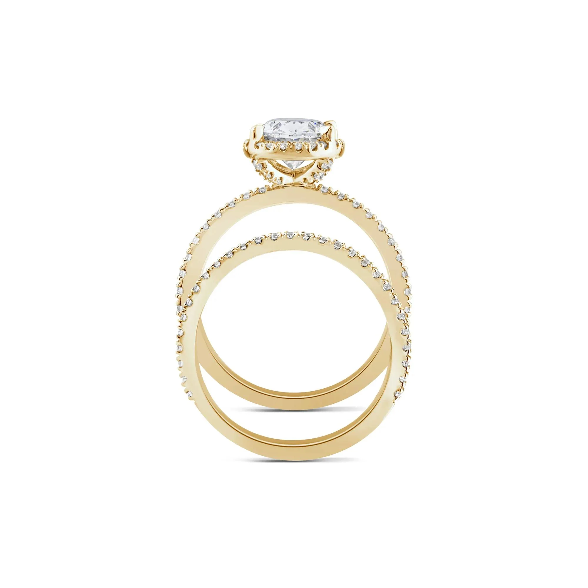 2 3/4 CT. Tw. Lab Grown Diamond Oval-Shaped Halo Bridal Set 14K Yellow Gold Ring Size 6.5 1mm - Image 2