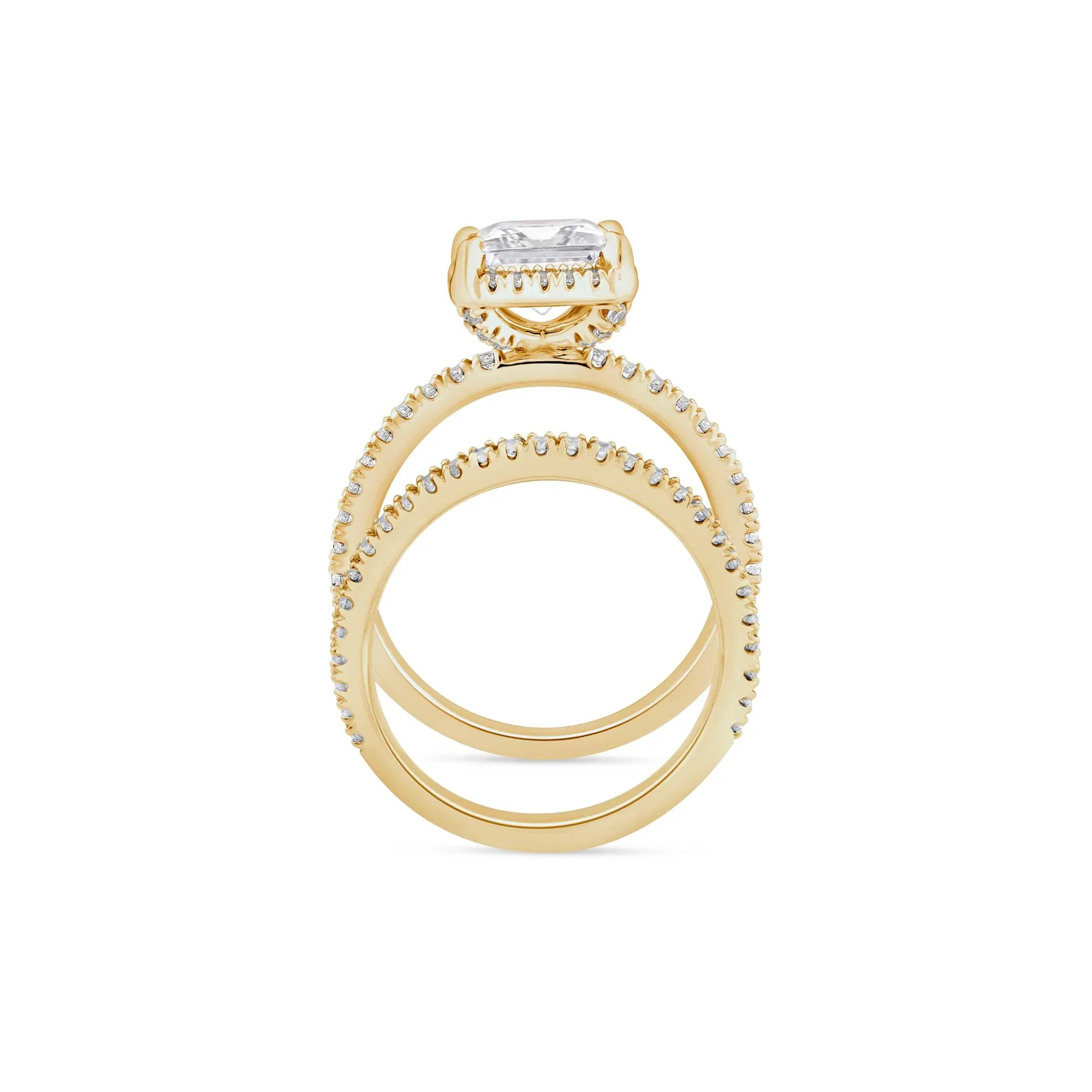 2 3/4 CT. Tw. Lab Grown Diamond Princess-Cut Halo Bridal Set 14K Yellow Gold Ring Size 5.5 1mm - Image 2