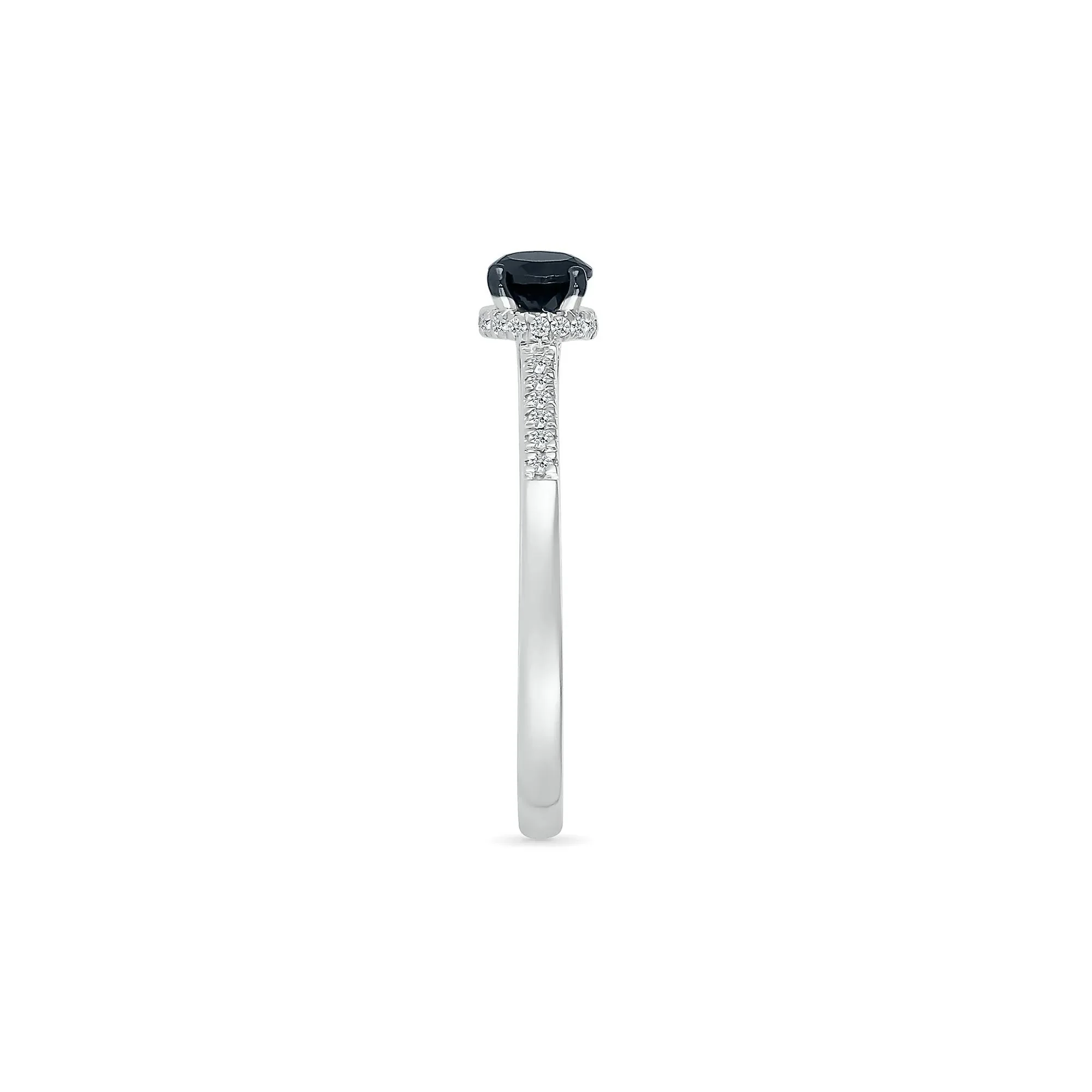 3/8 CT. Tw. Black and White Diamond Hidden Halo Ring 10K White Gold Round Brilliant Cut Size 5.5 - Image 3
