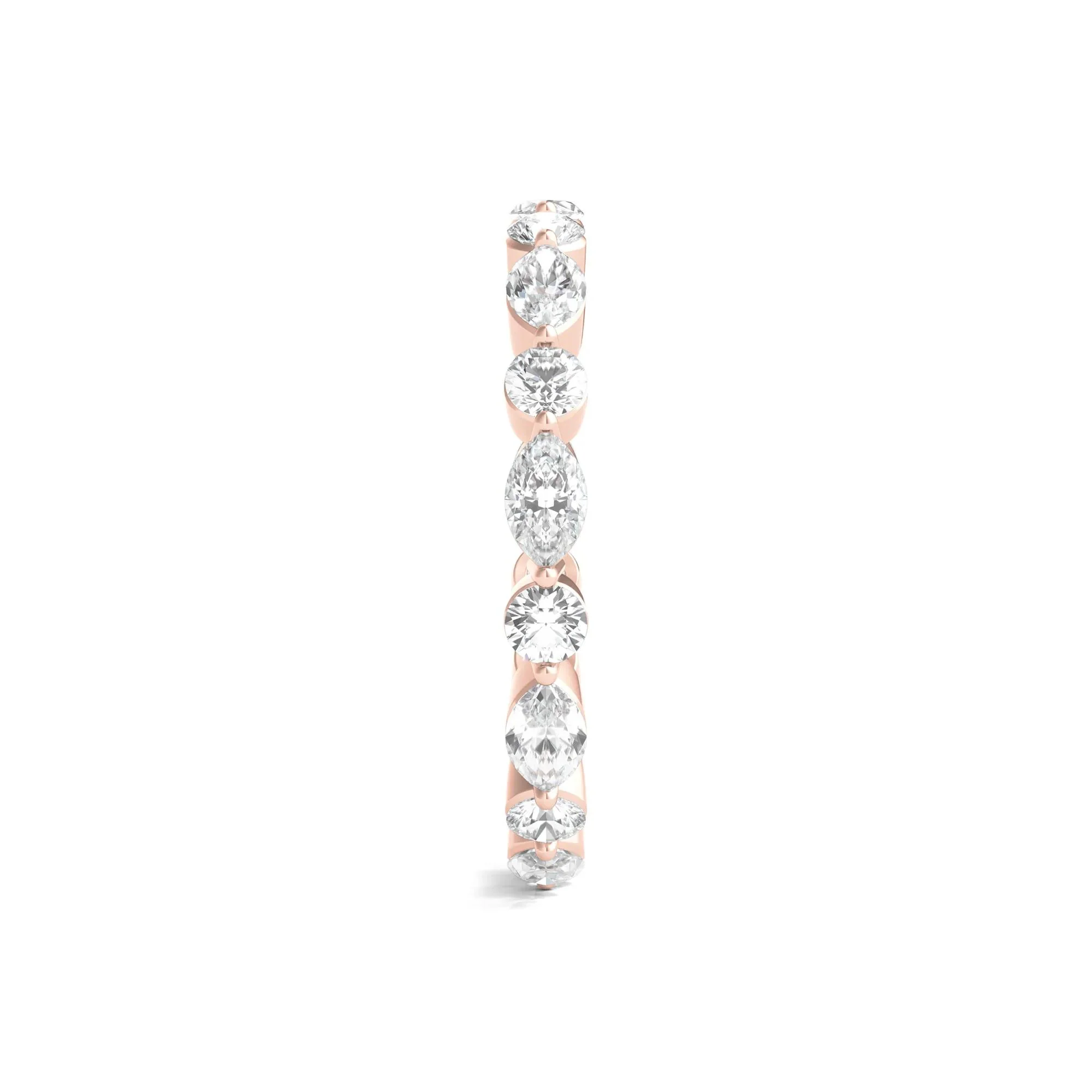 1/2 CT. Tw. Round and Marquise-Cut Lab Grown Diamond Eternity Band Ring 14K Rose Gold Size 4 2mm - Image 3