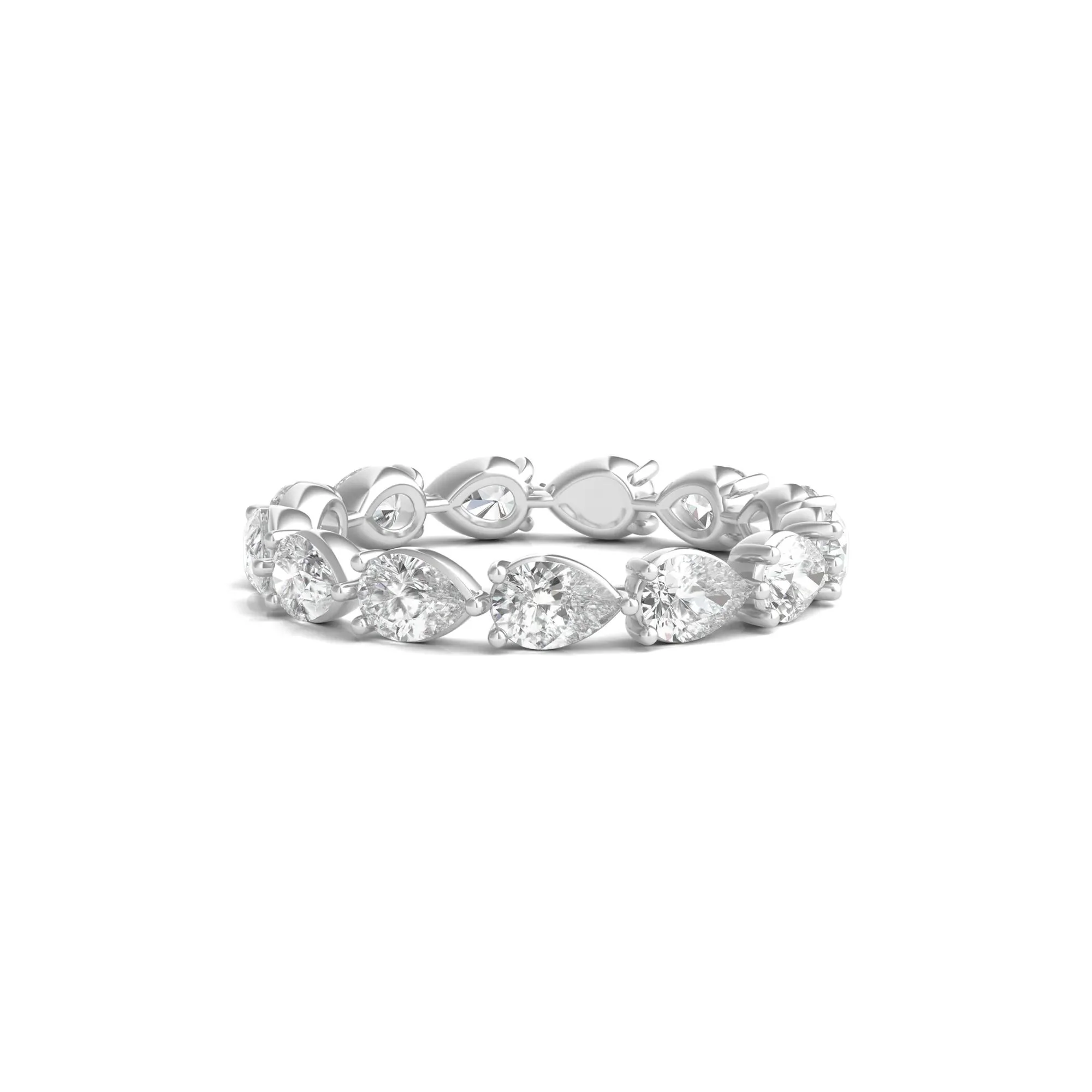 2 CT. Tw. Pear-Cut Lab Grown Diamond Eternity Band Ring 14K White Gold Size 4