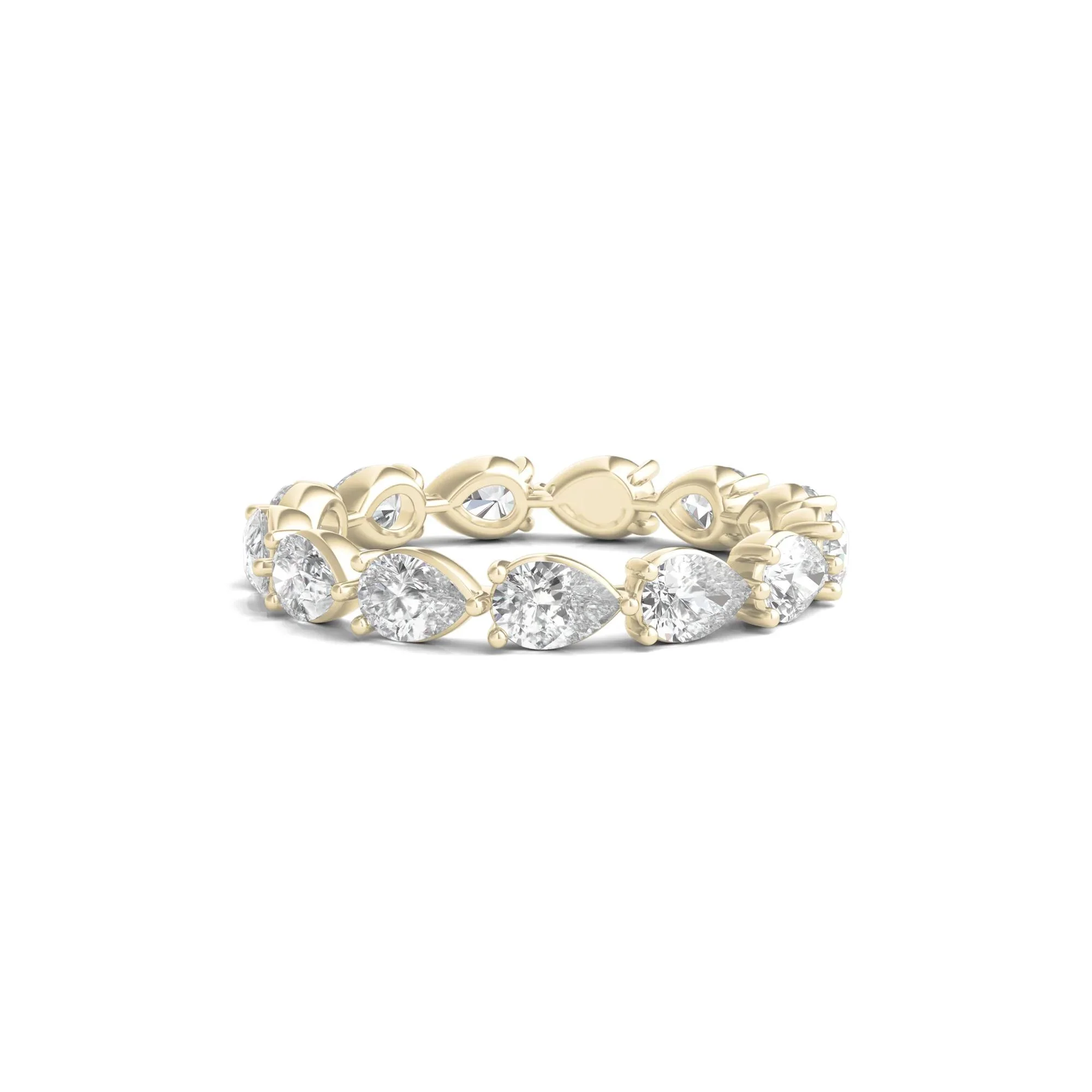 2 CT. Tw. Pear-Cut Lab Grown Diamond Eternity Band Ring 14K Yellow Gold Size 8