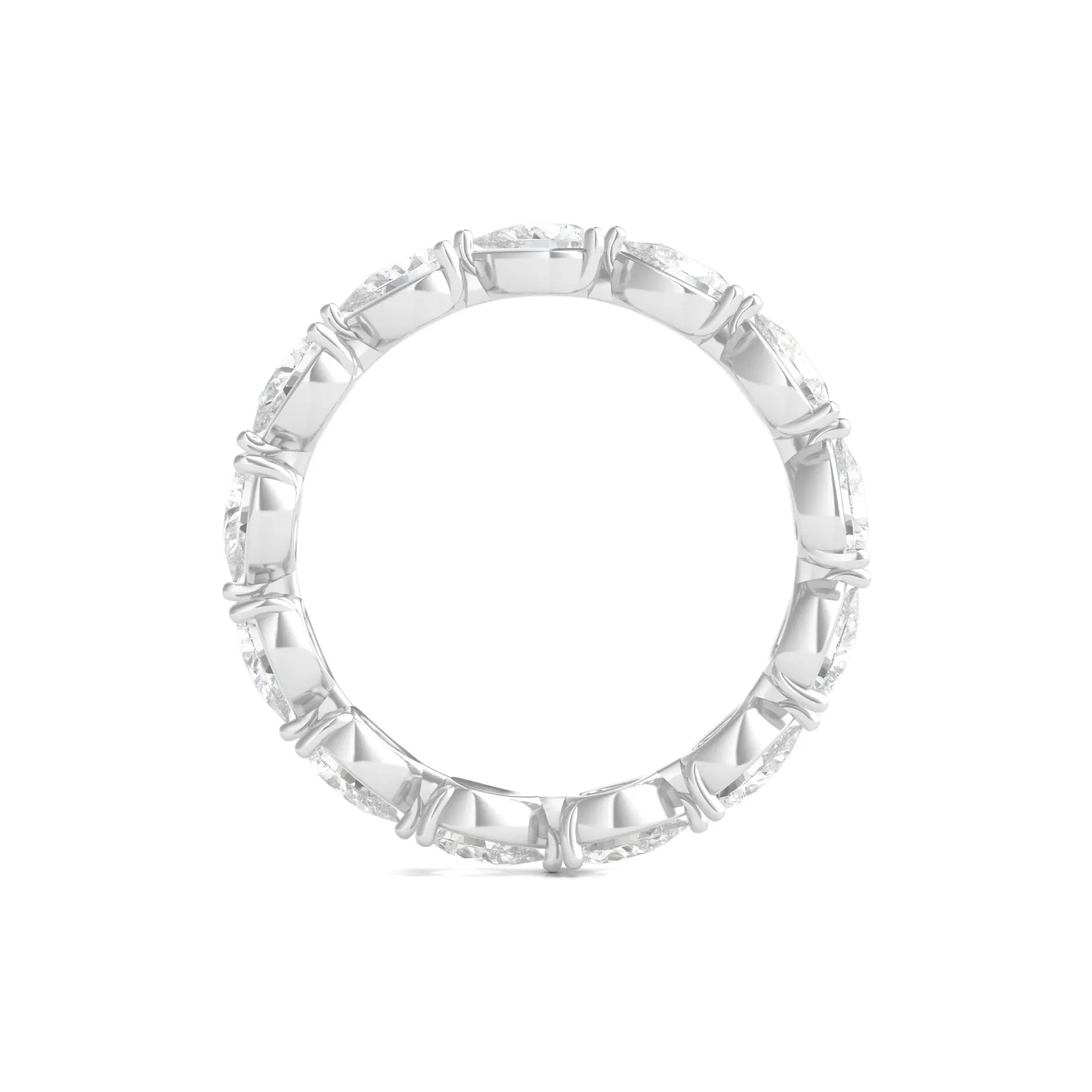 Pear-Cut Lab Grown Diamond Eternity Band Ring Platinum (2 CTW) White Size 6.5 - Image 2