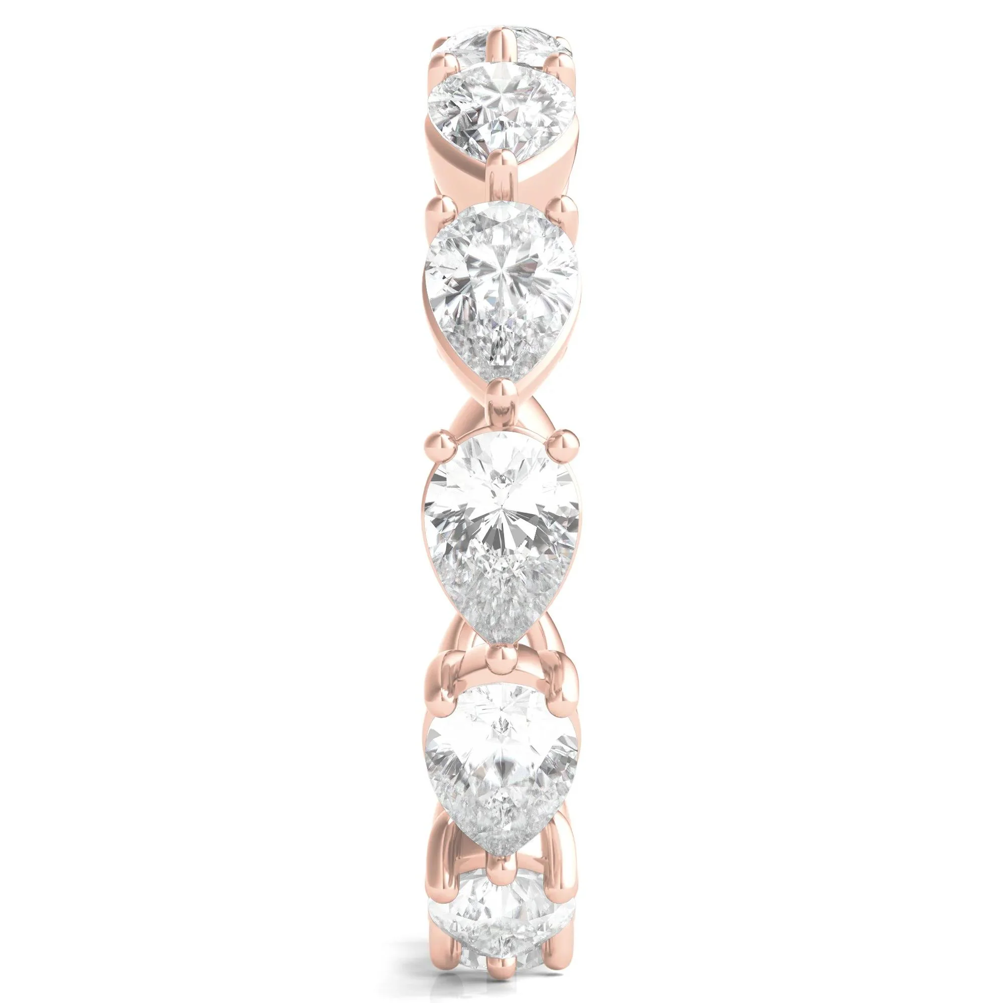 3 CT. Tw. Pear-Cut Lab Grown Diamond Eternity Band Ring 14K Rose Gold Size 6 - Image 3