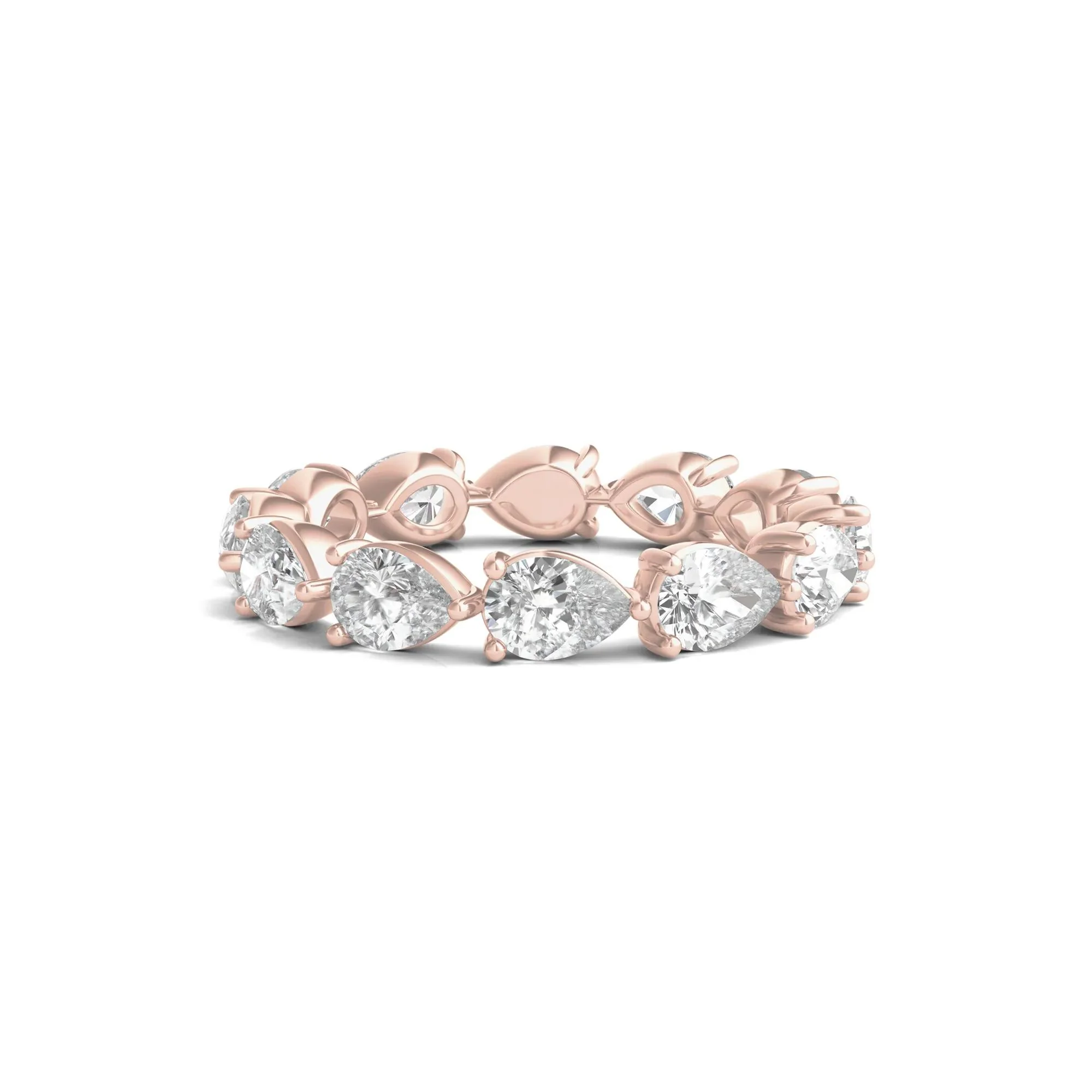 3 CT. Tw. Pear-Cut Lab Grown Diamond Eternity Band Ring 14K Rose Gold Size 8.5