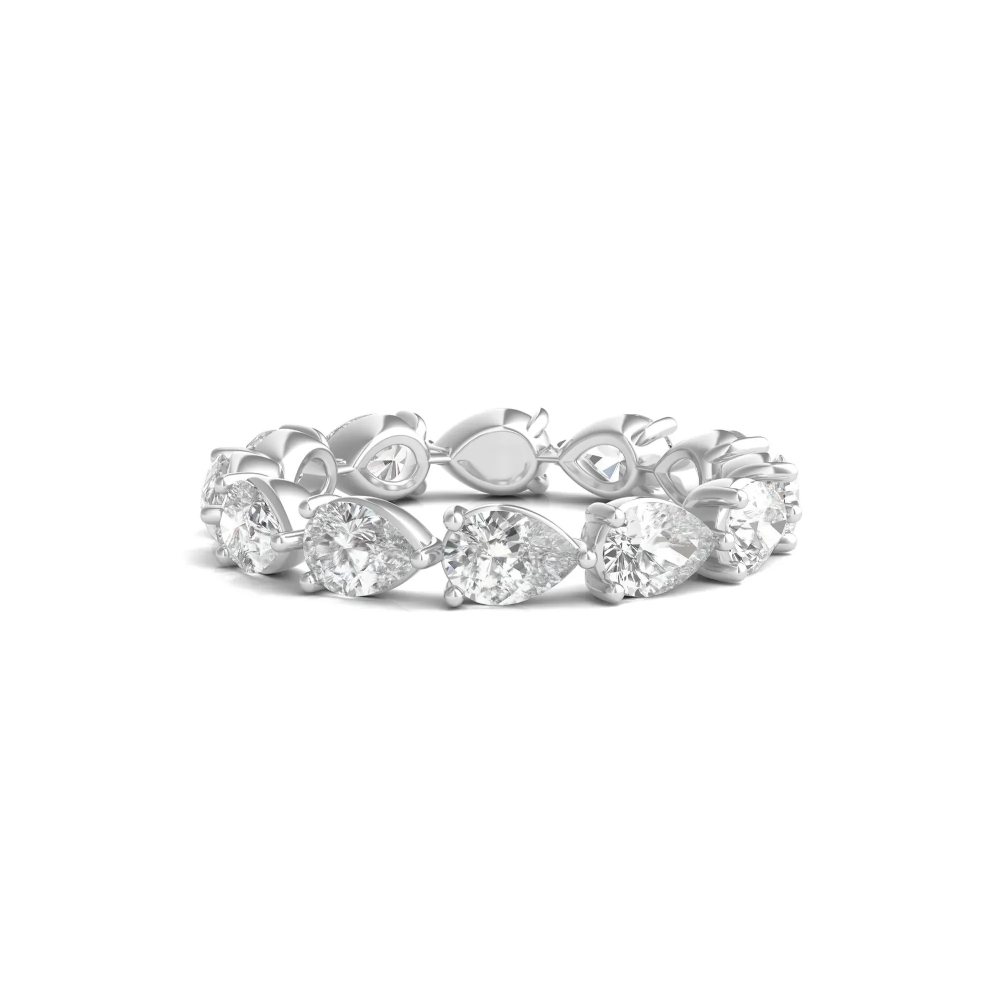 3 CT. Tw. Pear-Cut Lab Grown Diamond Eternity Band Ring 14K White Gold Size 5