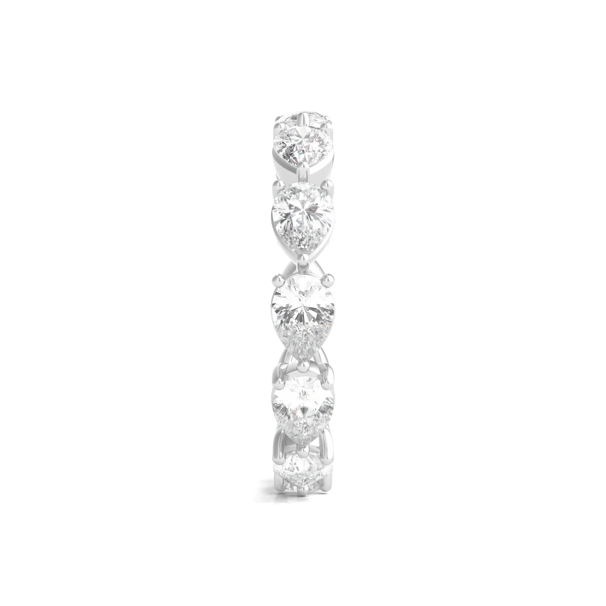 3 CT. Tw. Pear-Cut Lab Grown Diamond Eternity Band Ring 14K White Gold Size 7.5 - Image 3