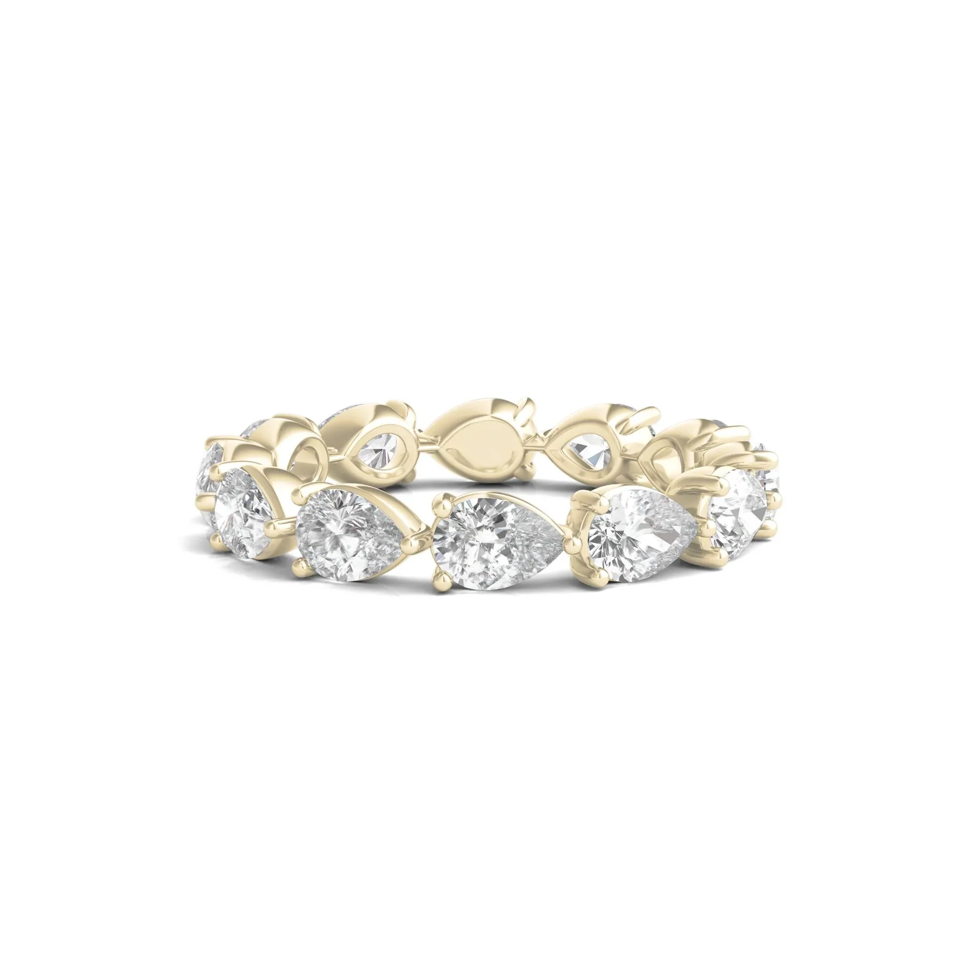 3 CT. Tw. Pear-Cut Lab Grown Diamond Eternity Band Ring 14K Yellow Gold Size 6.5
