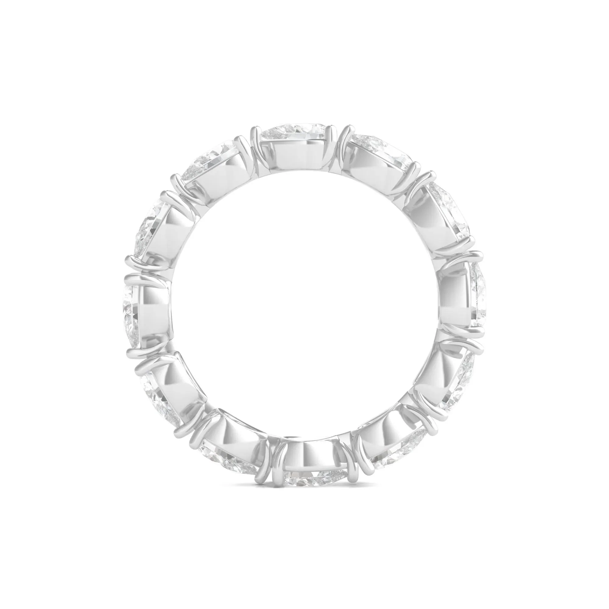 3 CT. Tw. Pear-Cut Lab Grown Diamond Eternity Band Ring Platinum White Size 9 - Image 2