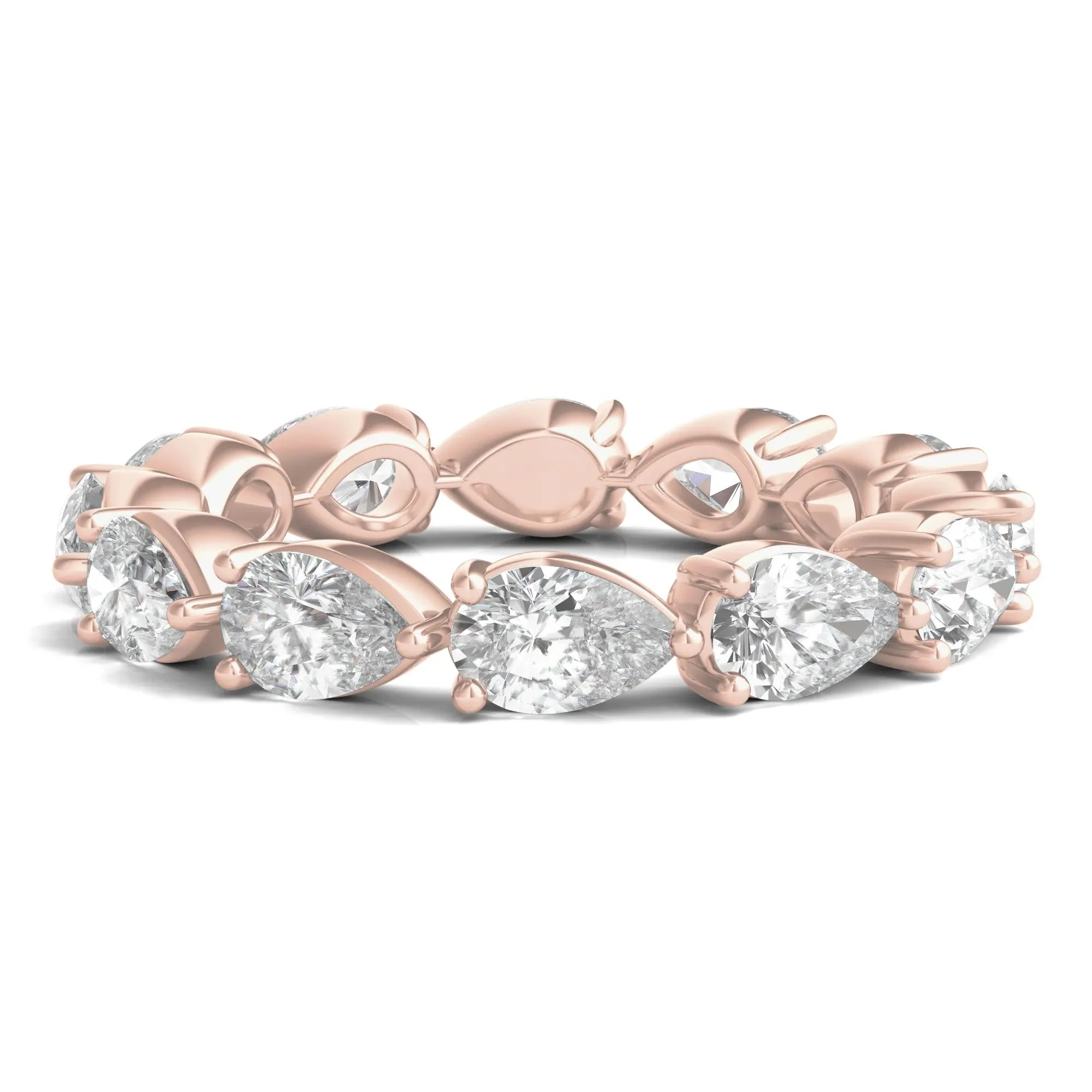 4 CT. Tw. Pear-Cut Lab Grown Diamond Eternity Band Ring 14K Rose Gold Size 5.5