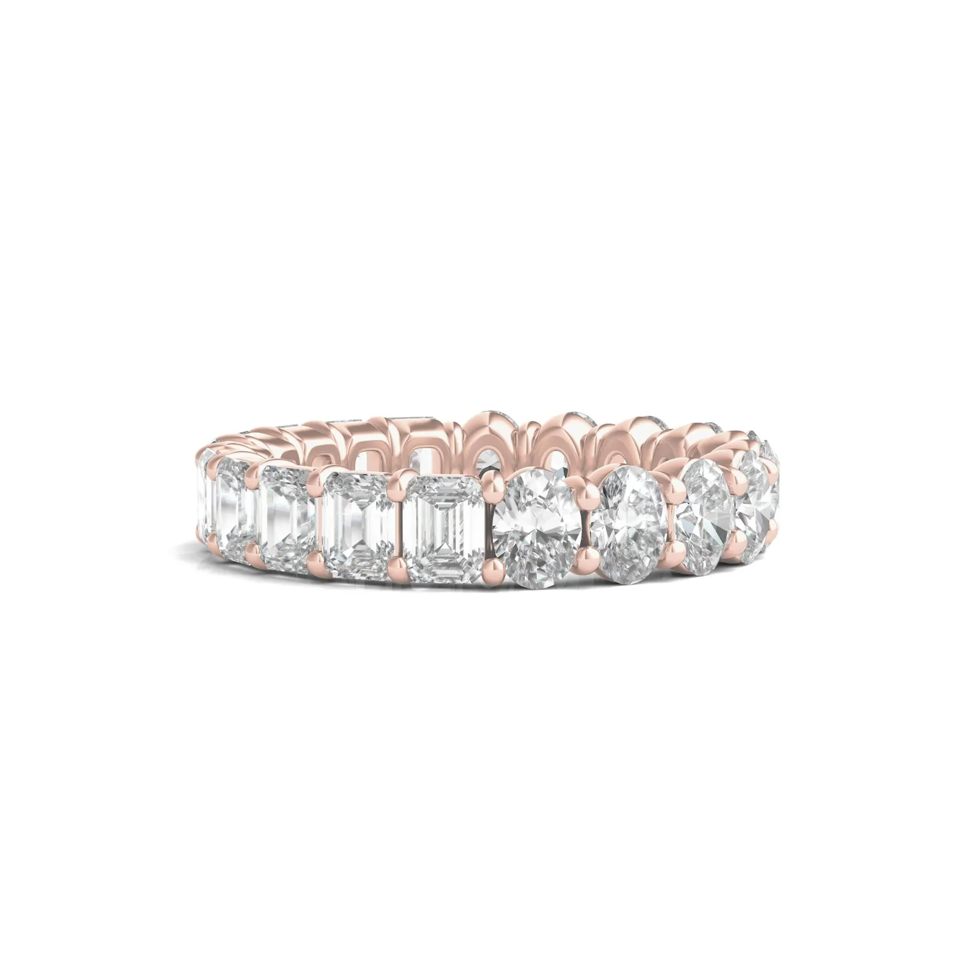 4 CT. Tw. Oval and Emerald-Cut Lab Grown Diamond Eternity Band Ring 14K Rose Gold Size 7