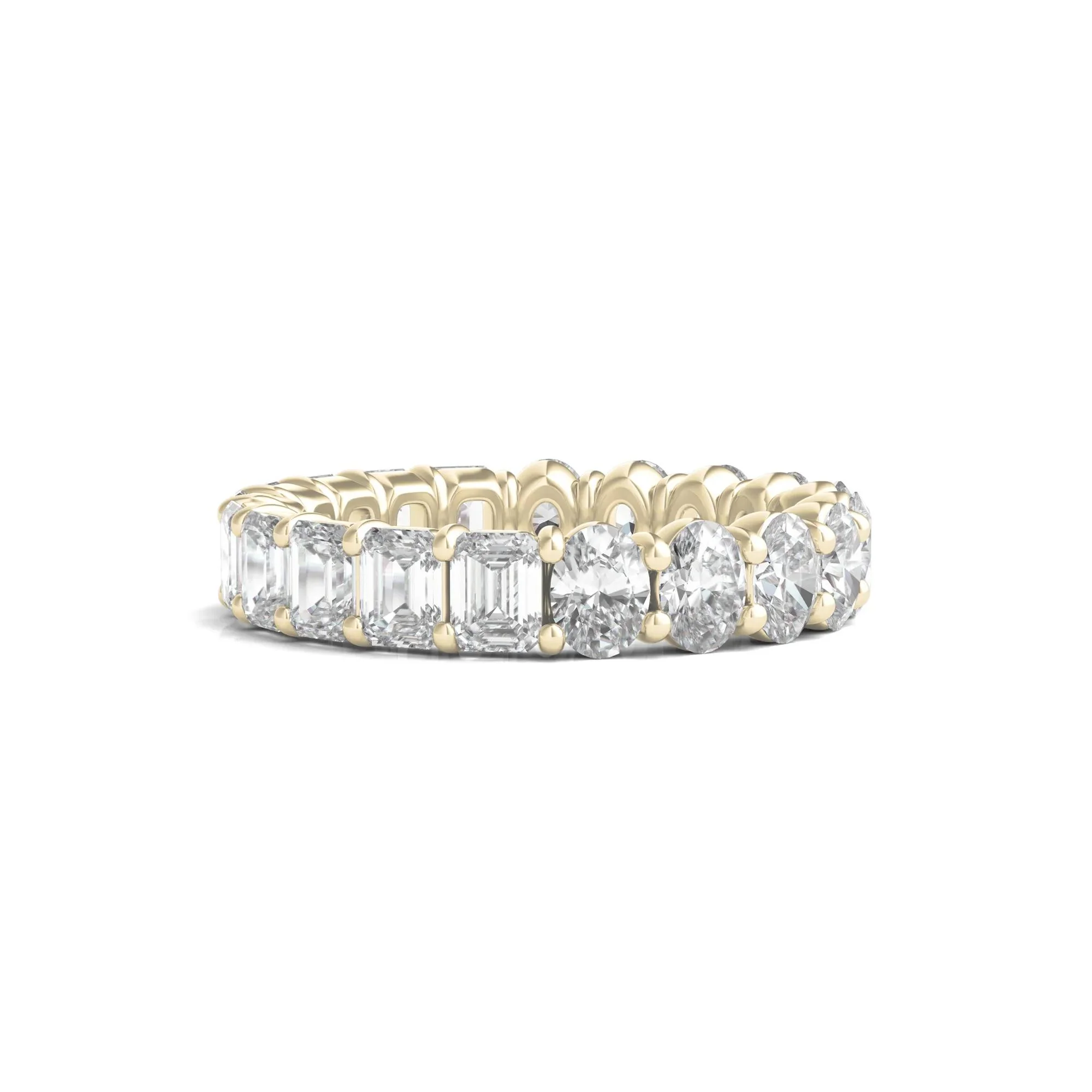 4 CT. Tw. Oval and Emerald-Cut Lab Grown Diamond Eternity Band Ring 14K Yellow Gold Size 5.5