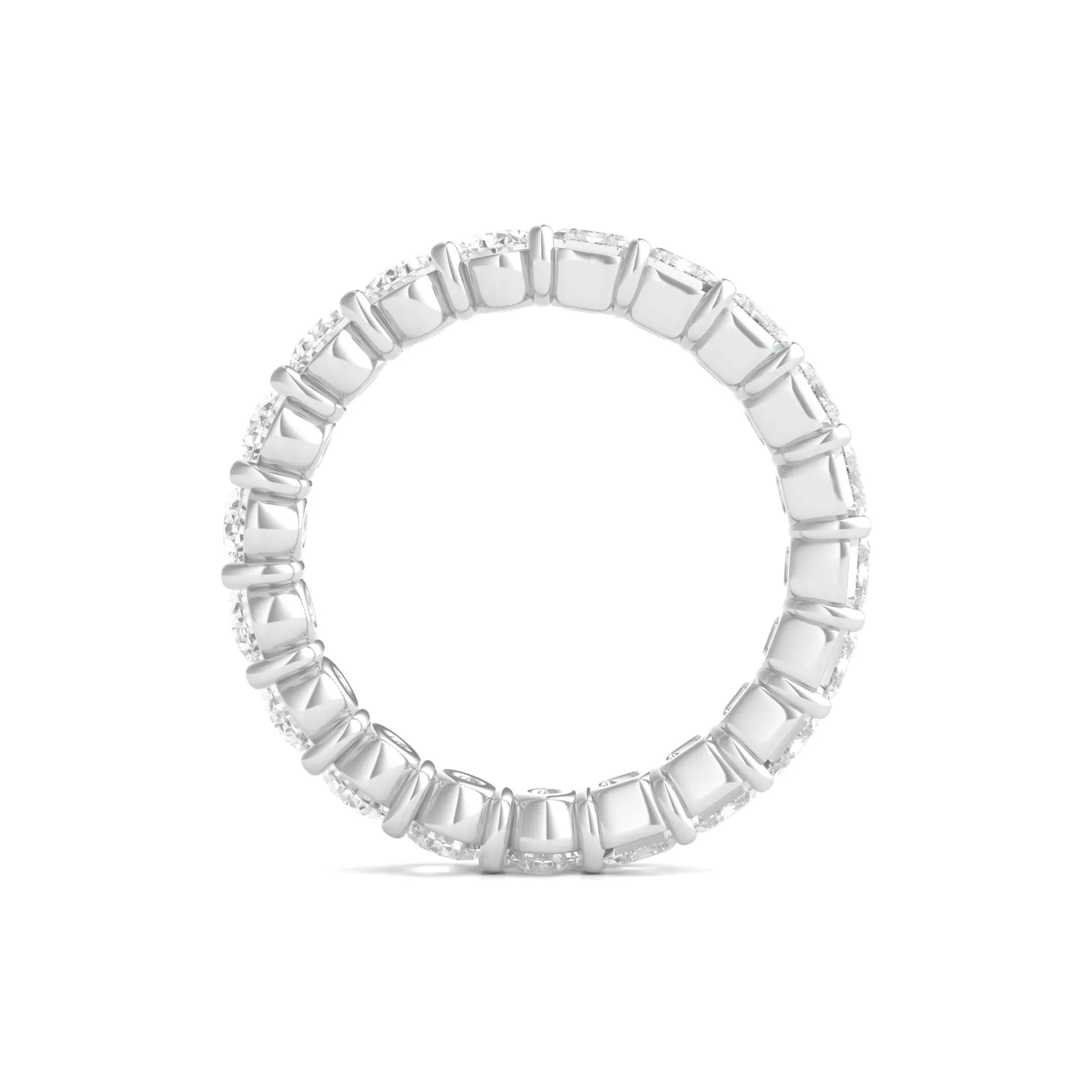 4 CT. Tw. Oval and Emerald-Cut Lab Grown Diamond Eternity Band Ring Platinum White Size 4.5 - Image 2