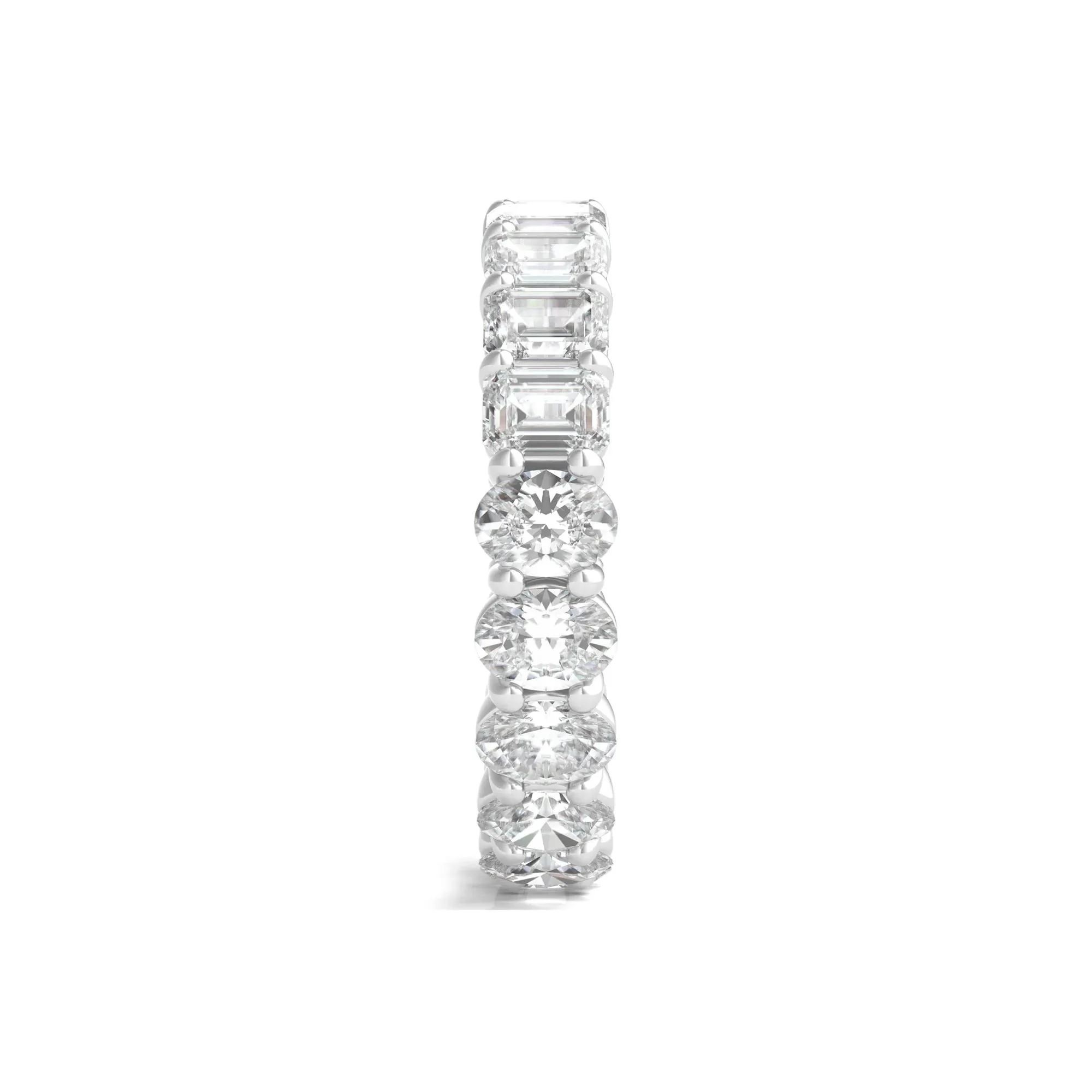 4 CT. Tw. Oval and Emerald-Cut Lab Grown Diamond Eternity Band Ring Platinum White Size 7.5 - Image 3