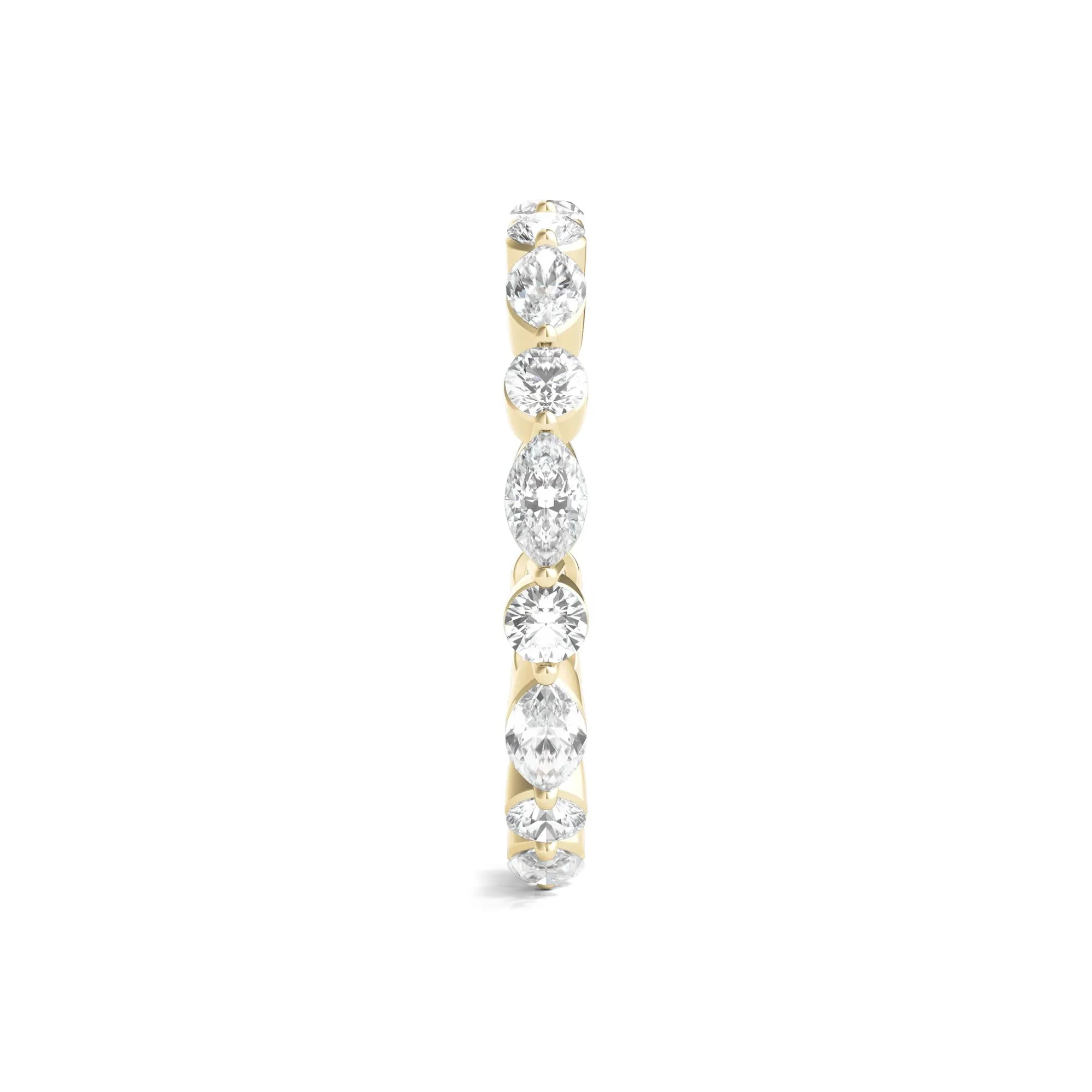1/2 CT. Tw. Round and Marquise-Cut Lab Grown Diamond Eternity Band Ring 14K Yellow Gold Size 7 2mm - Image 3