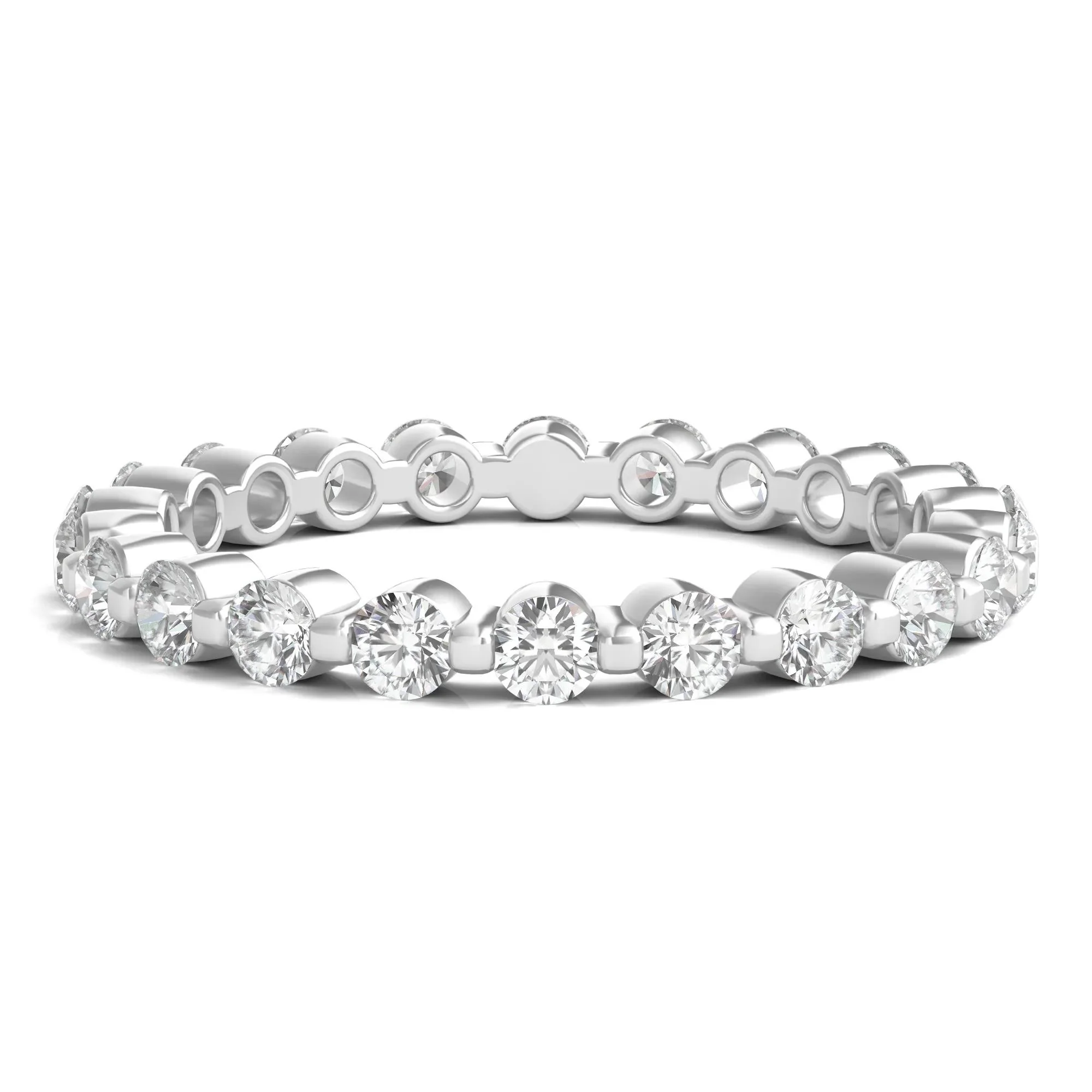 1 CT. Tw. Round Brilliant-Cut Lab Grown Diamond Eternity Band Ring 14K White Gold Size 5.5