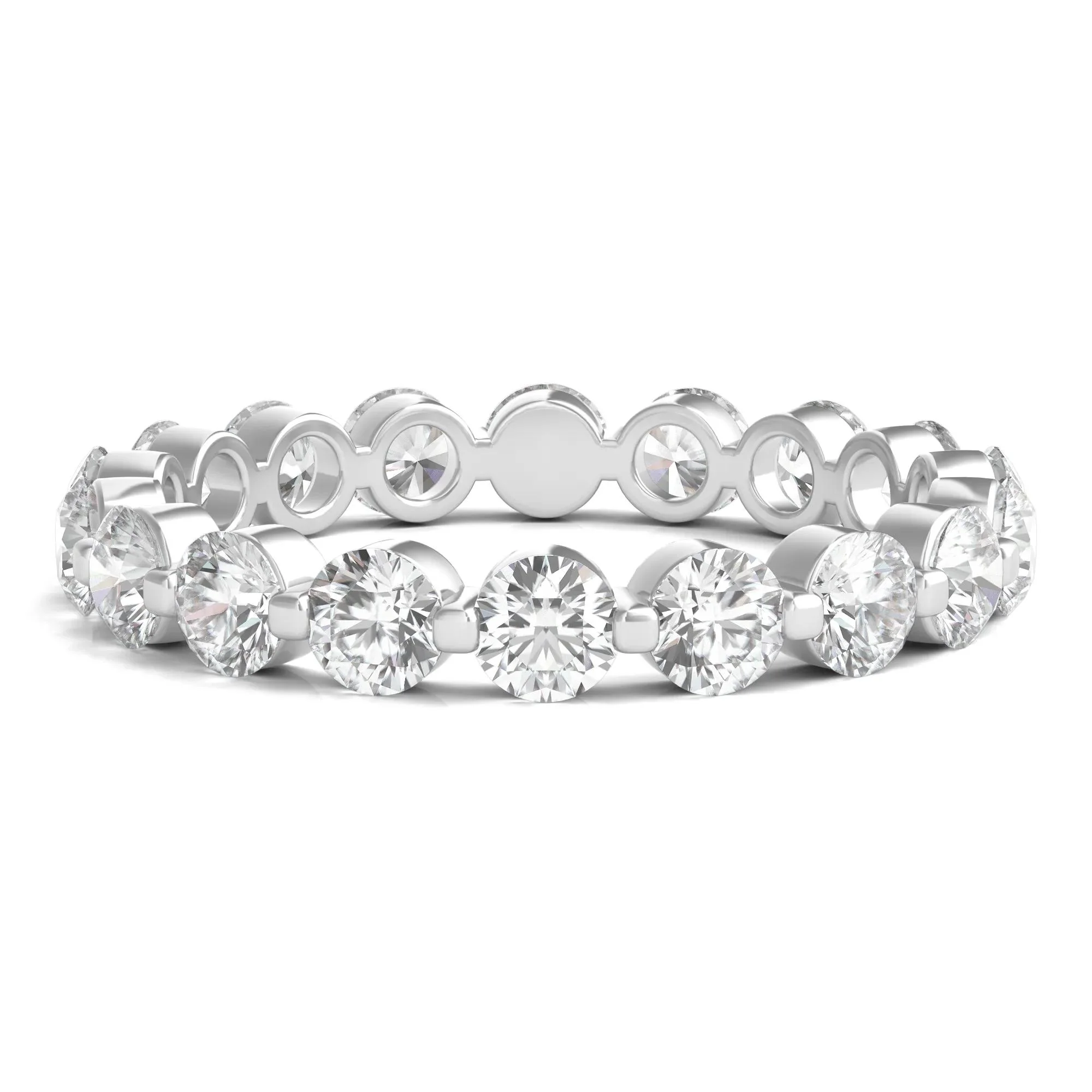 2 CT. Tw. Round Brilliant-Cut Lab Grown Diamond Eternity Band Ring 14K White Gold Size 8