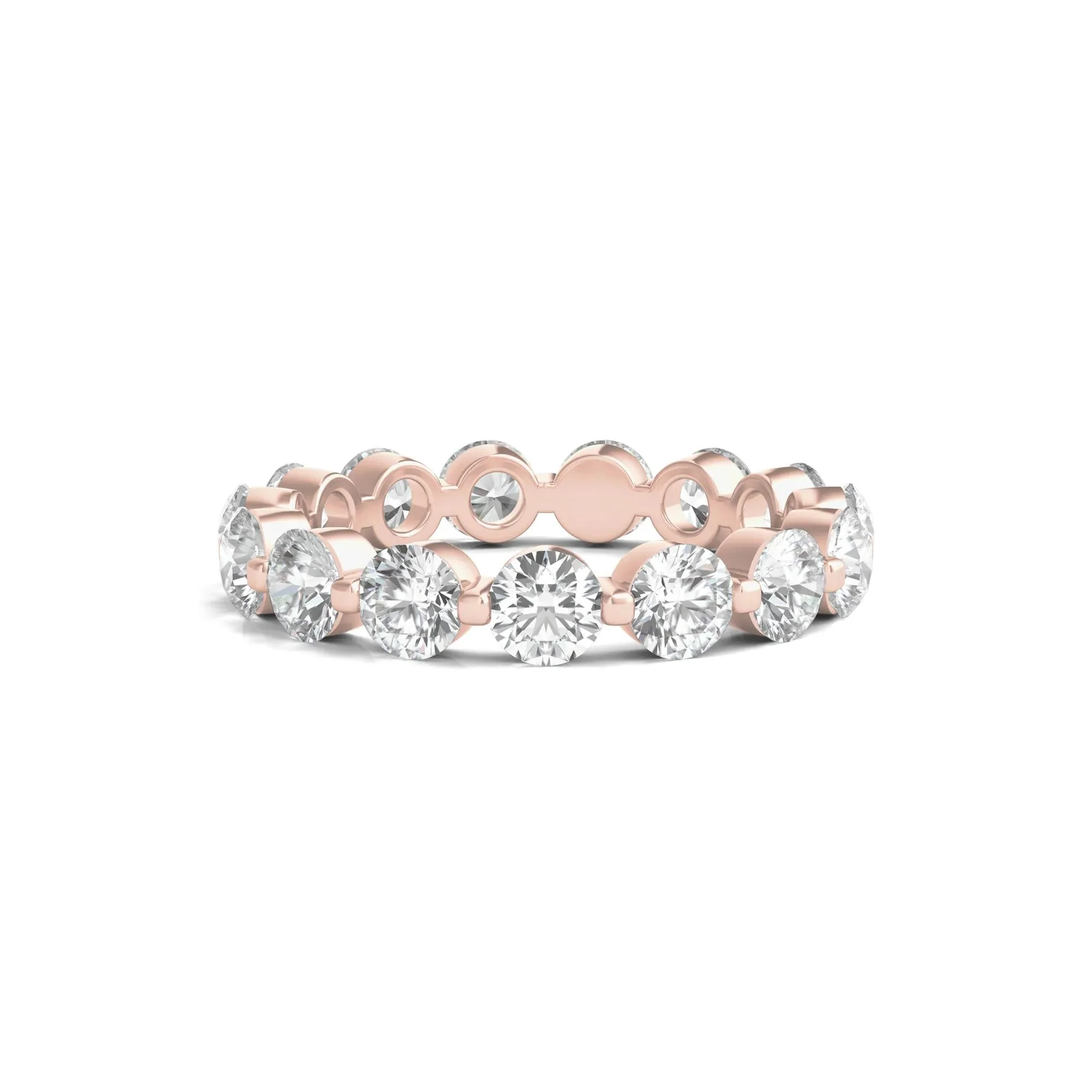 3 CT. Tw. Round Brilliant-Cut Lab Grown Diamond Eternity Band Ring 14K Rose Gold Size 9