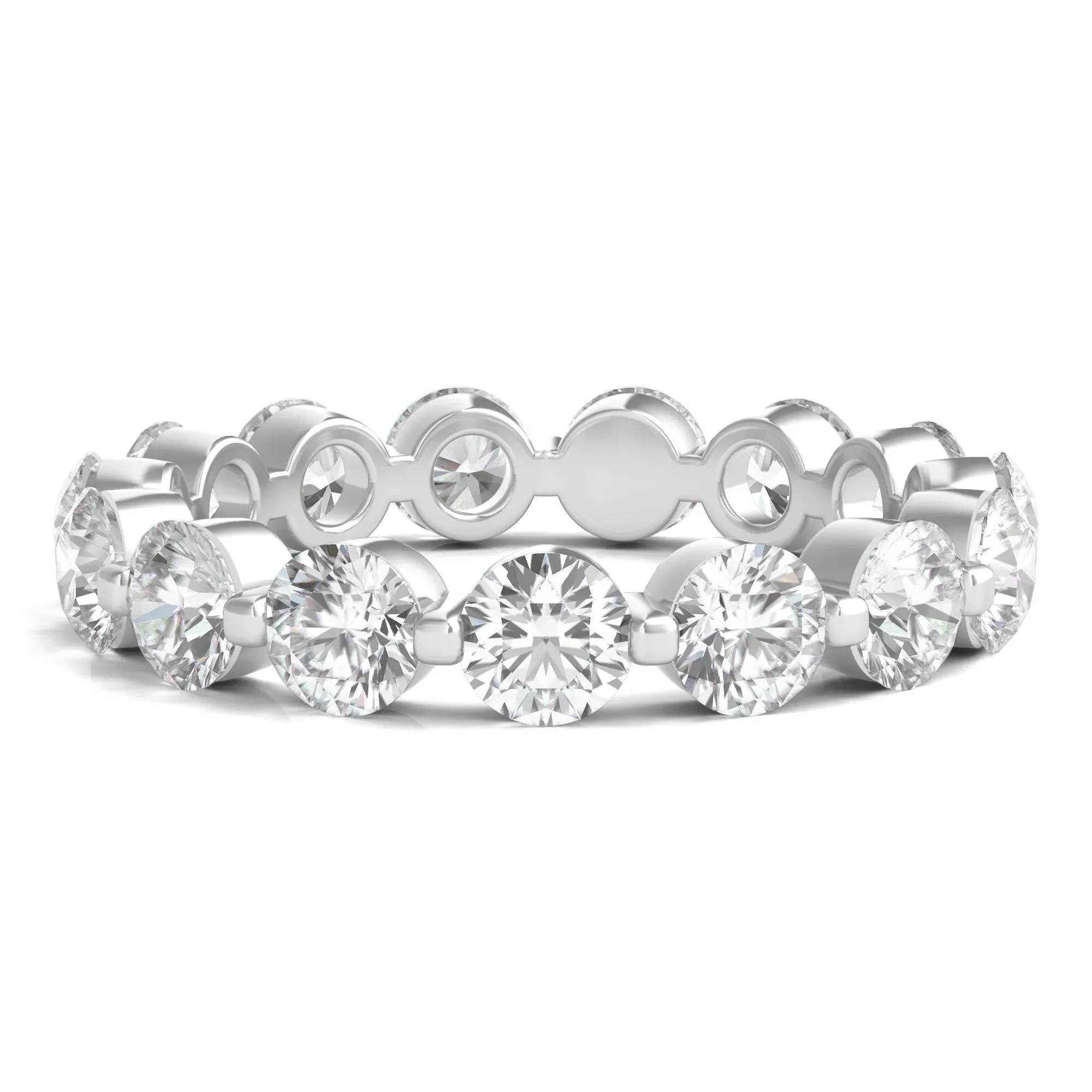 3 CT. Tw. Round Brilliant-Cut Lab Grown Diamond Eternity Band Ring 14K White Gold Size 6