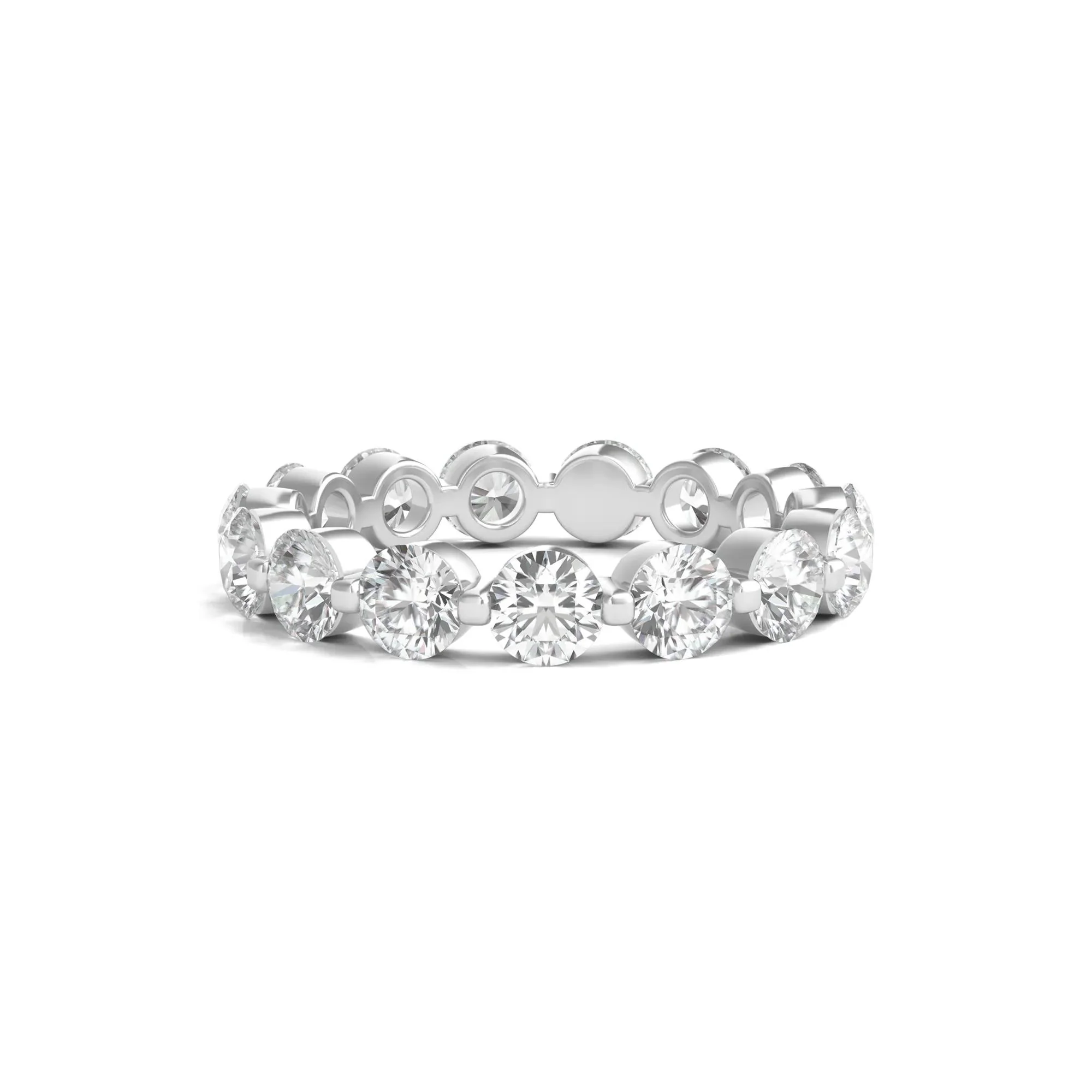 3 CT. Tw. Round Brilliant-Cut Lab Grown Diamond Eternity Band Ring Platinum White Size 6