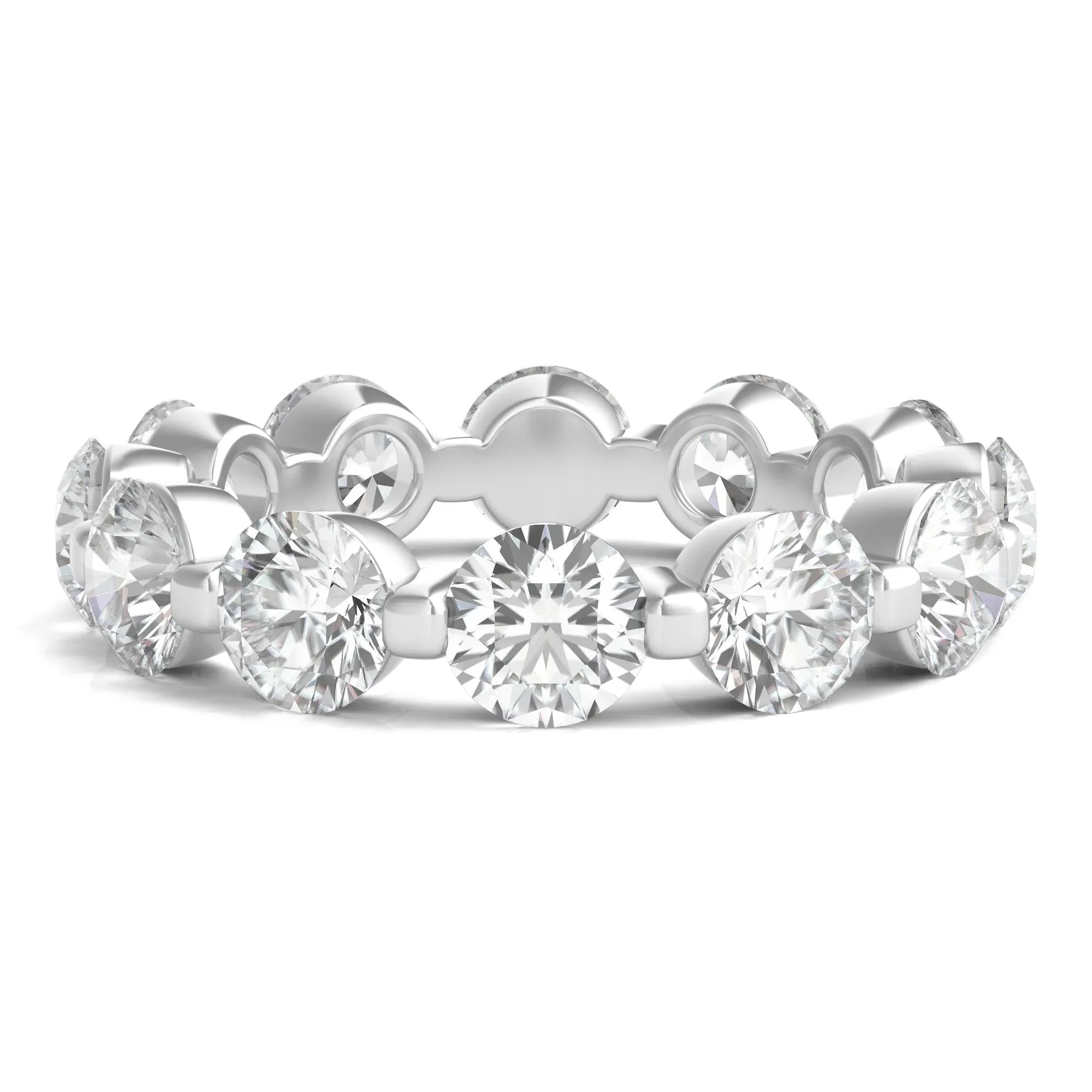 5 CT. Tw. Round Brilliant-Cut Lab Grown Diamond Eternity Band Ring 14K White Gold Size 7.5