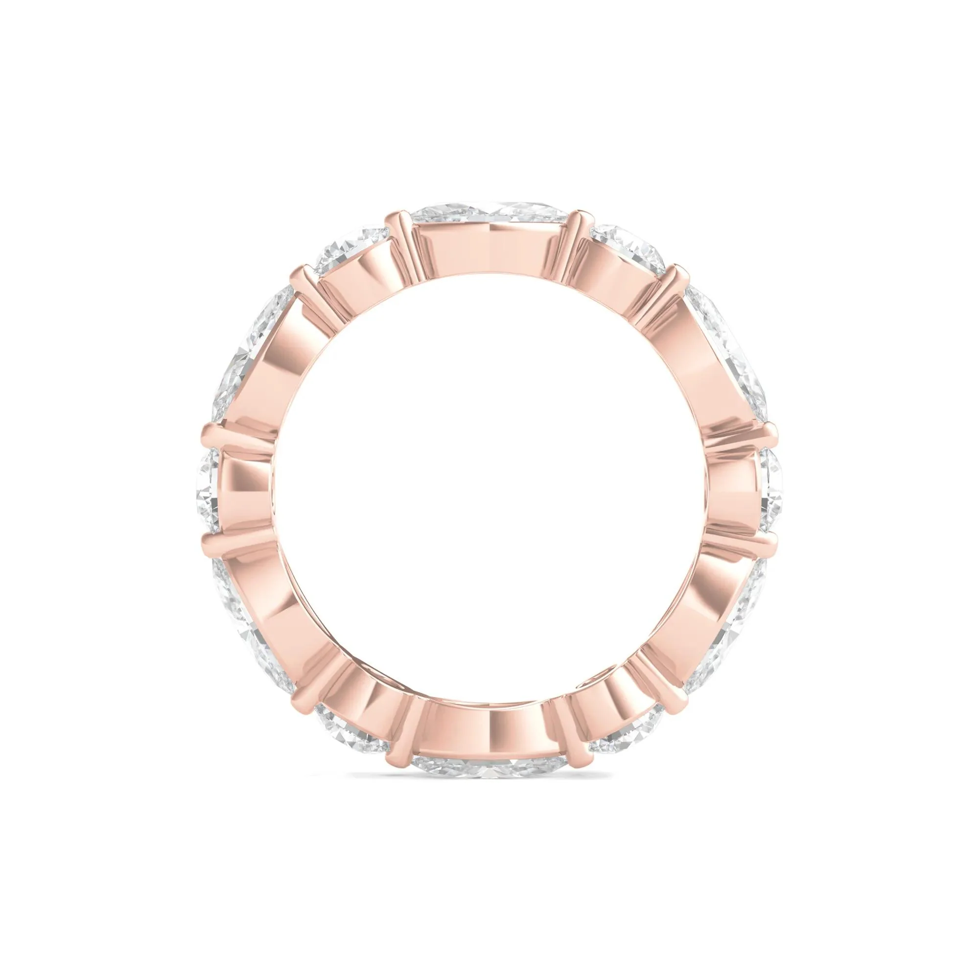 3 CT. Tw. Round and Marquise Lab Grown Diamond Eternity Band Ring 14K Rose Gold Size 6.5 3mm - Image 2