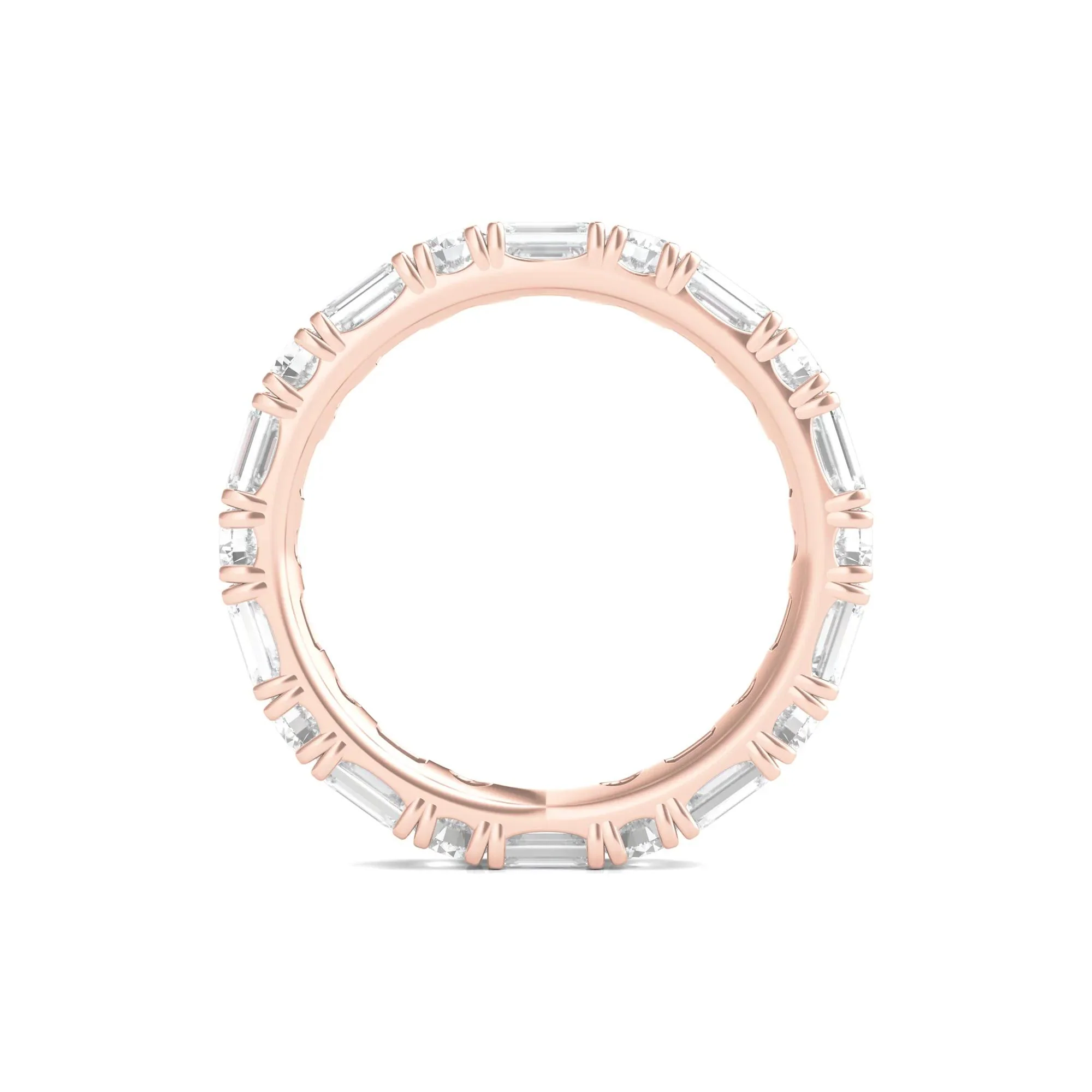3 CT. Tw. Round and Emerald-Cut Lab Grown Diamond Eternity Band Ring 14K Rose Gold Size 5 - Image 2