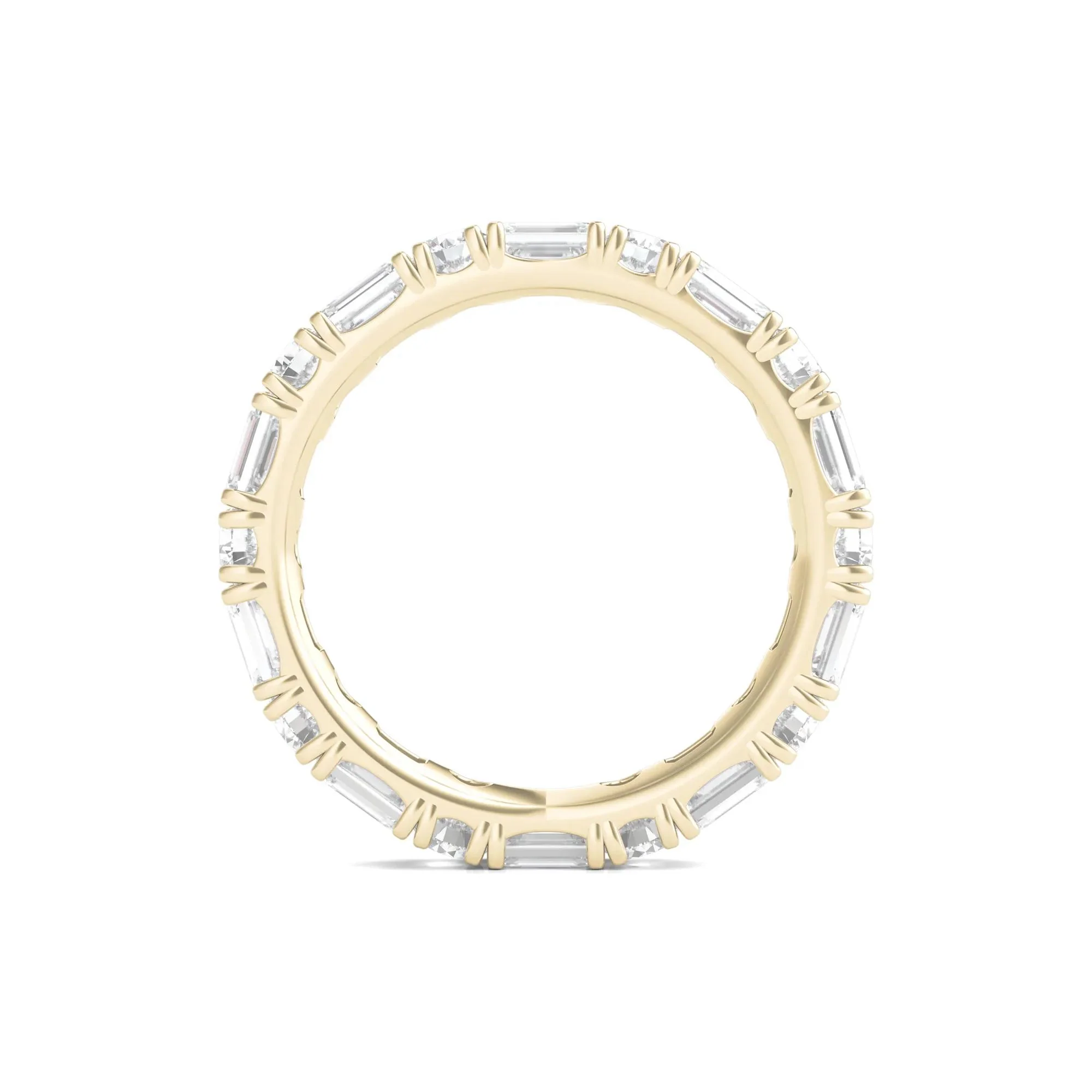 3 CT. Tw. Round and Emerald-Cut Lab Grown Diamond Eternity Band Ring 14K Yellow Gold Size 5.5 - Image 2