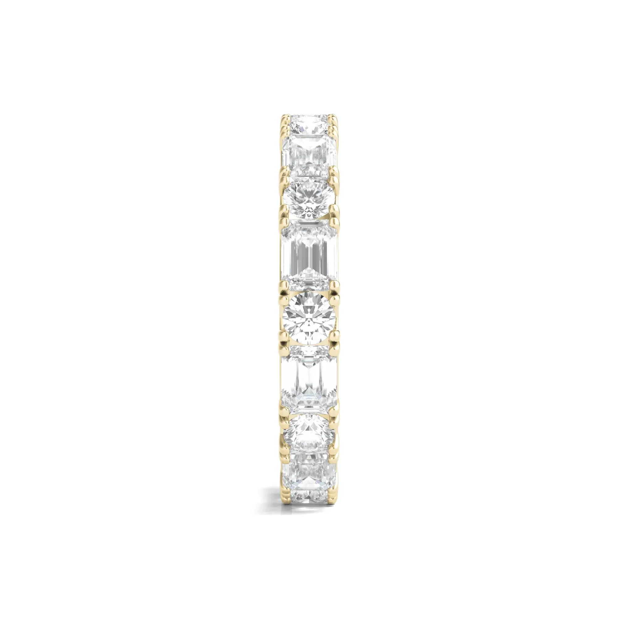3 CT. Tw. Round and Emerald-Cut Lab Grown Diamond Eternity Band Ring 14K Yellow Gold Size 6.5 - Image 3