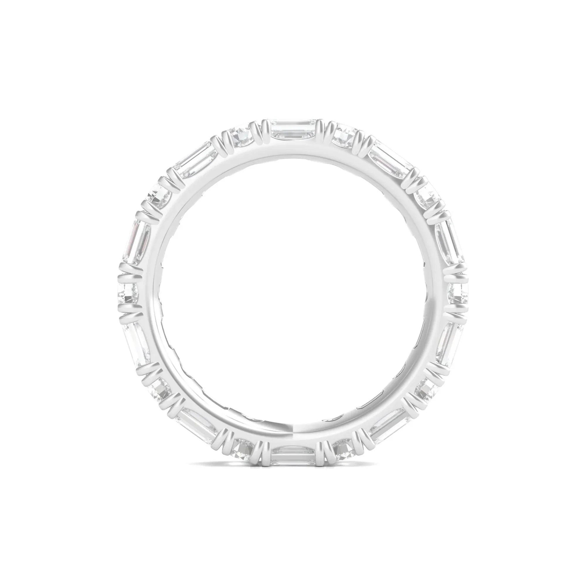3 CT. Tw. Round and Emerald-Cut Lab Grown Diamond Eternity Band Ring Platinum White Size 5 - Image 2