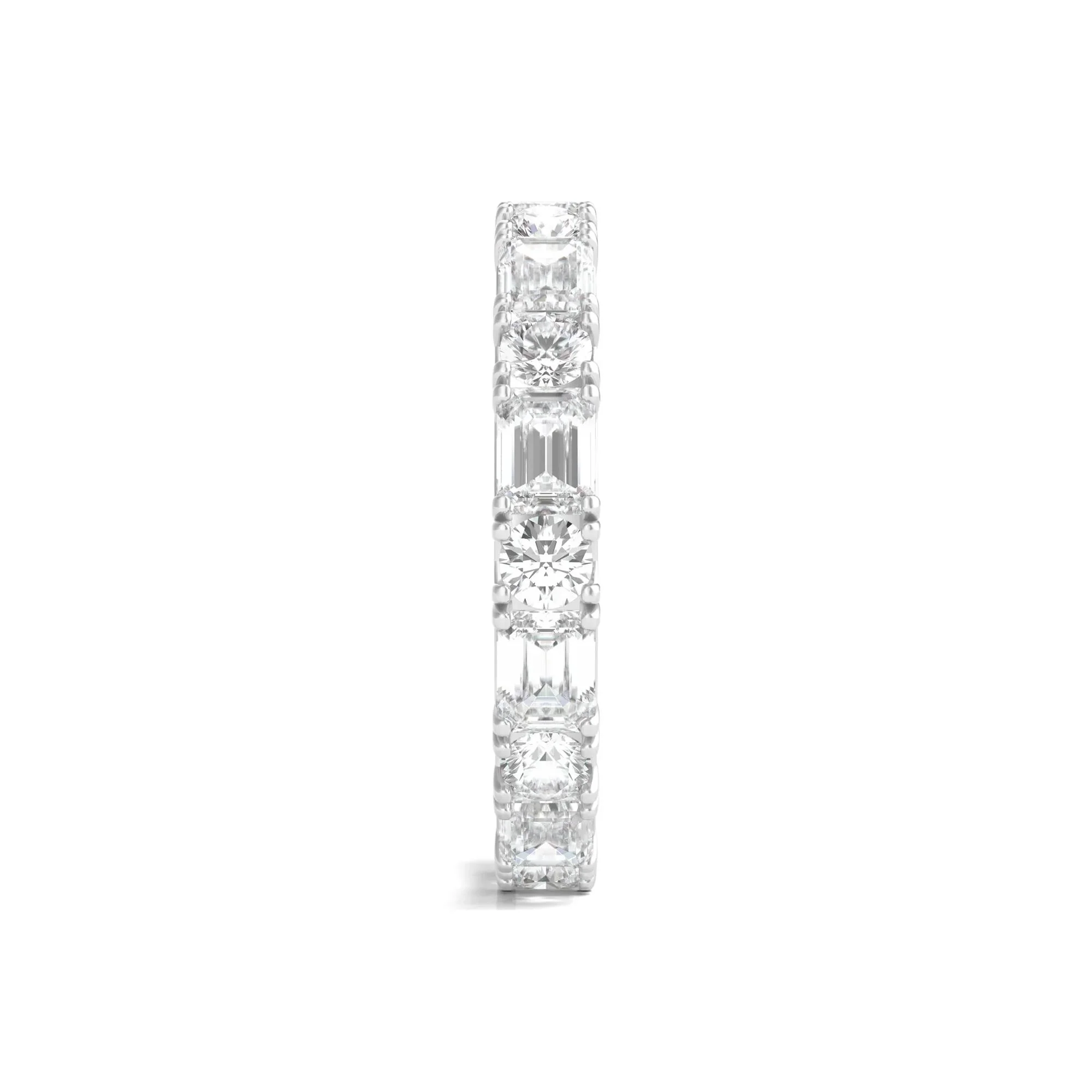 3 CT. Tw. Round and Emerald-Cut Lab Grown Diamond Eternity Band Ring Platinum White Size 7 - Image 3